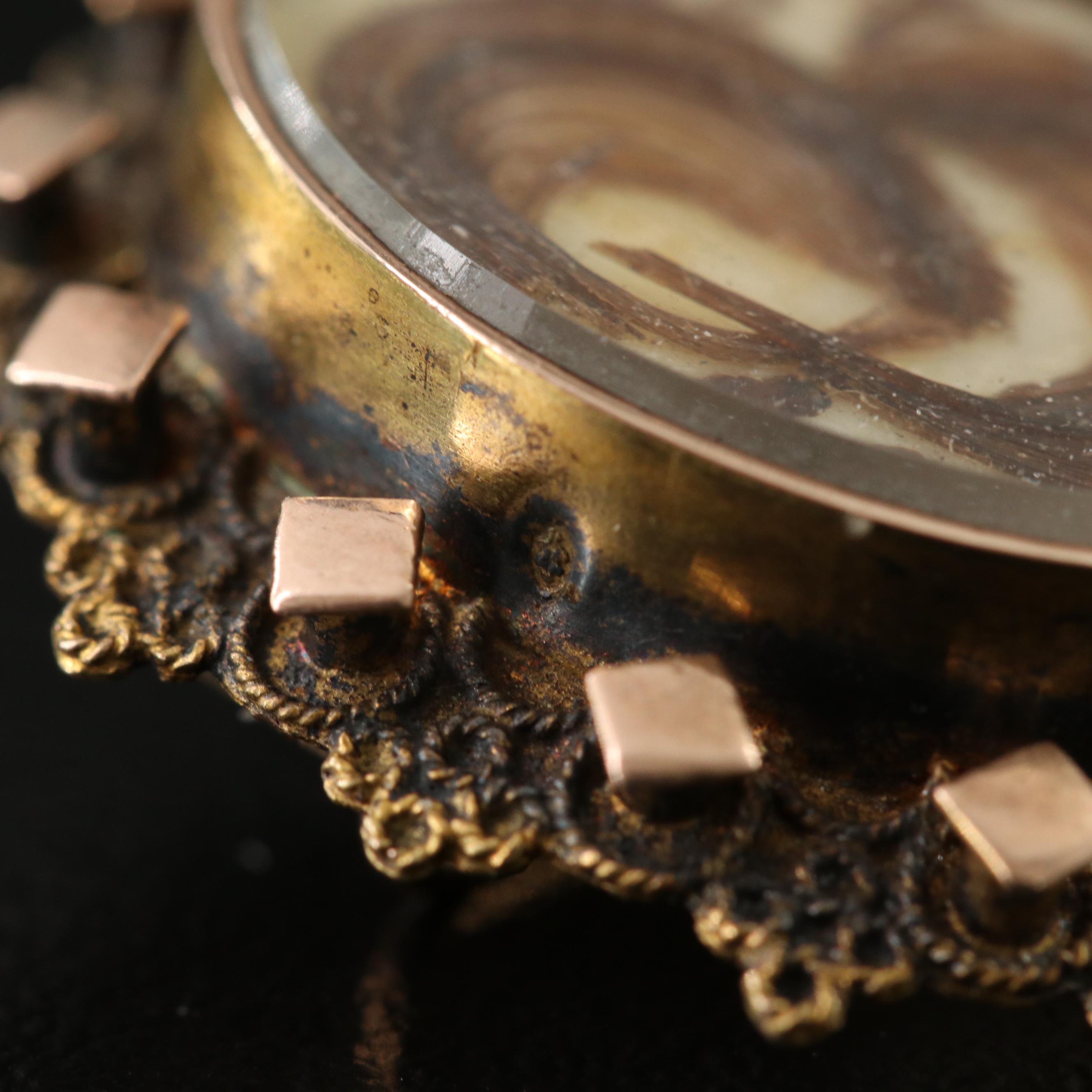 Victorian Mourning Pin with 10K Accents