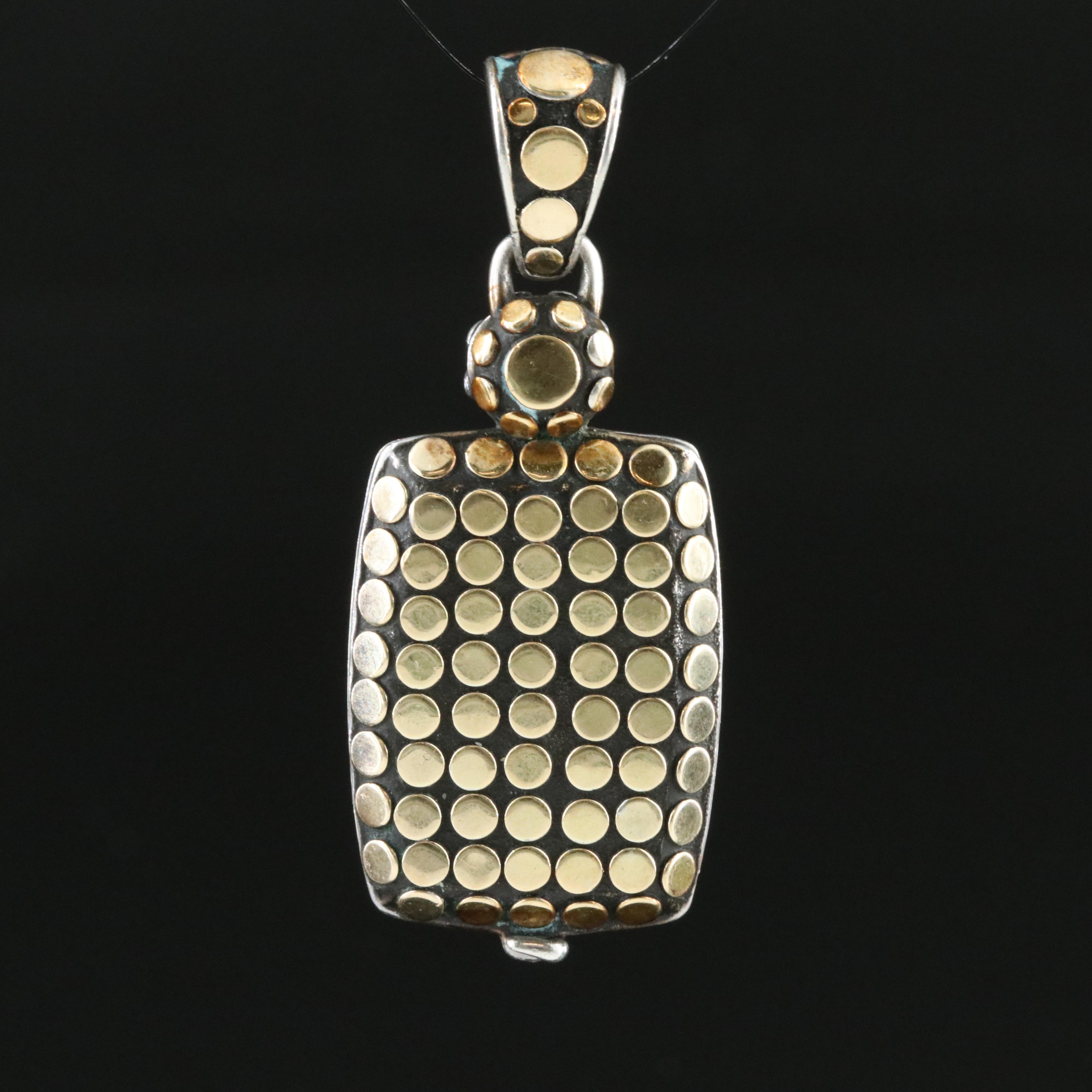 John Hardy Dot Sterling and 18K Reversible Slide Open Locket Pendant