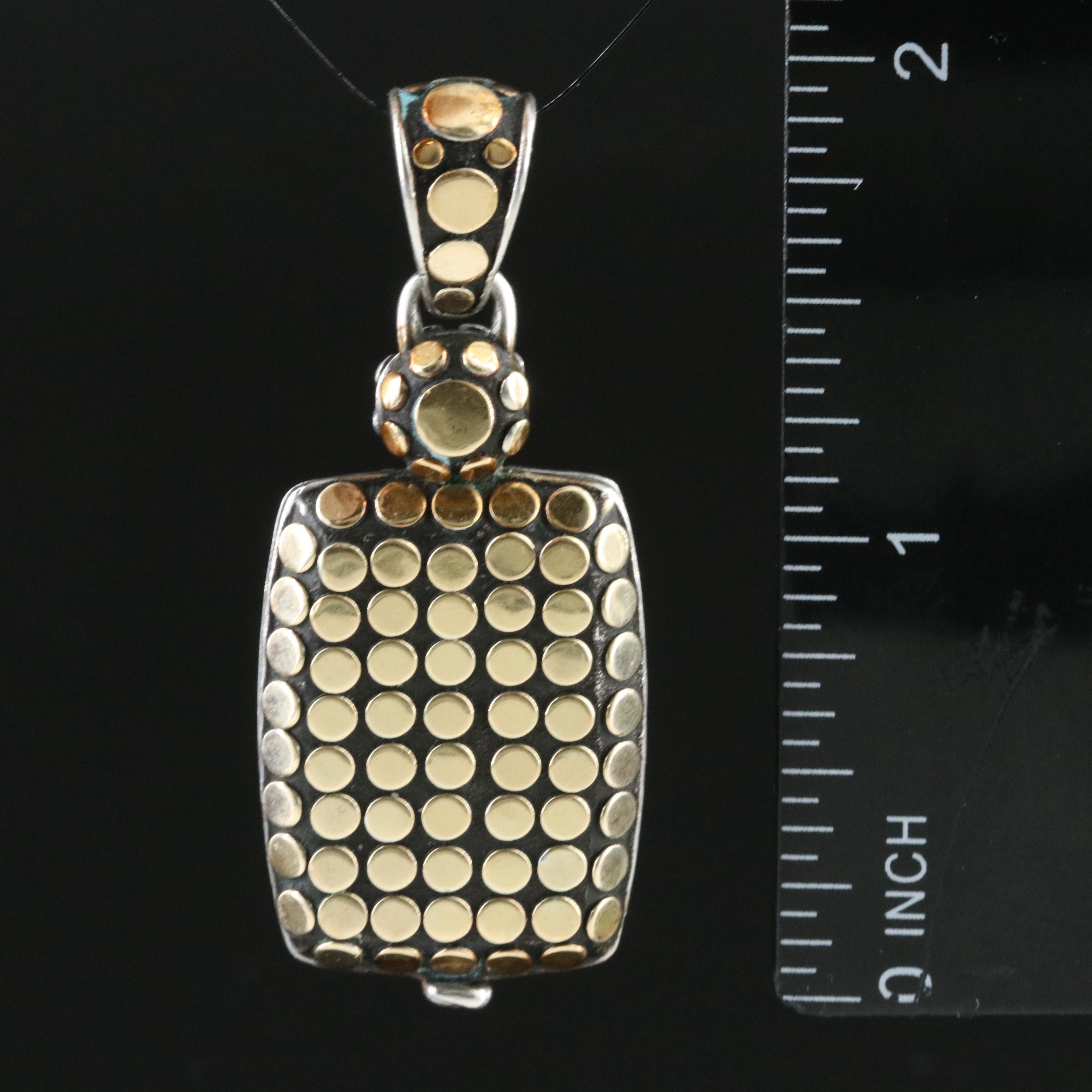 John Hardy Dot Sterling and 18K Reversible Slide Open Locket Pendant