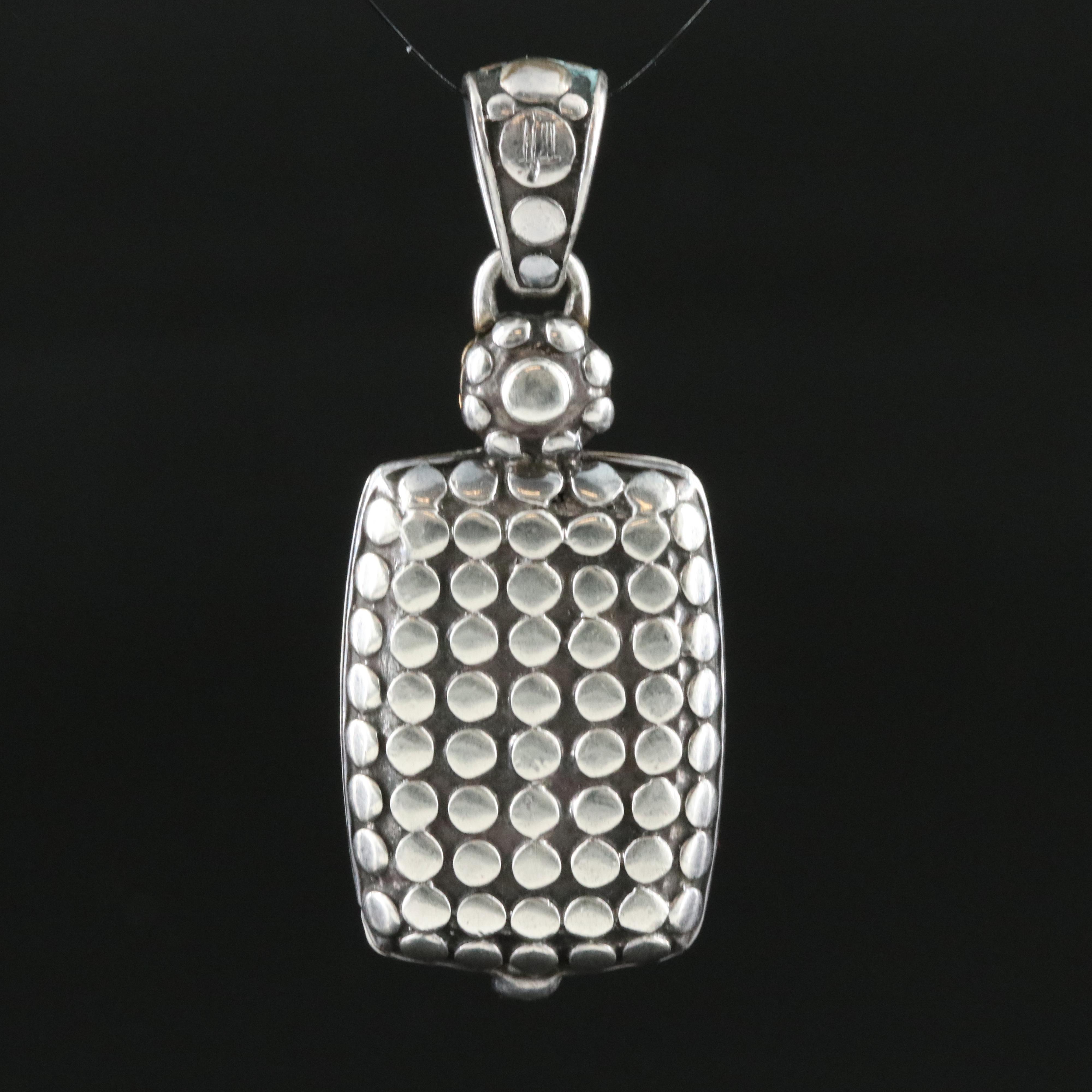 John Hardy Dot Sterling and 18K Reversible Slide Open Locket Pendant