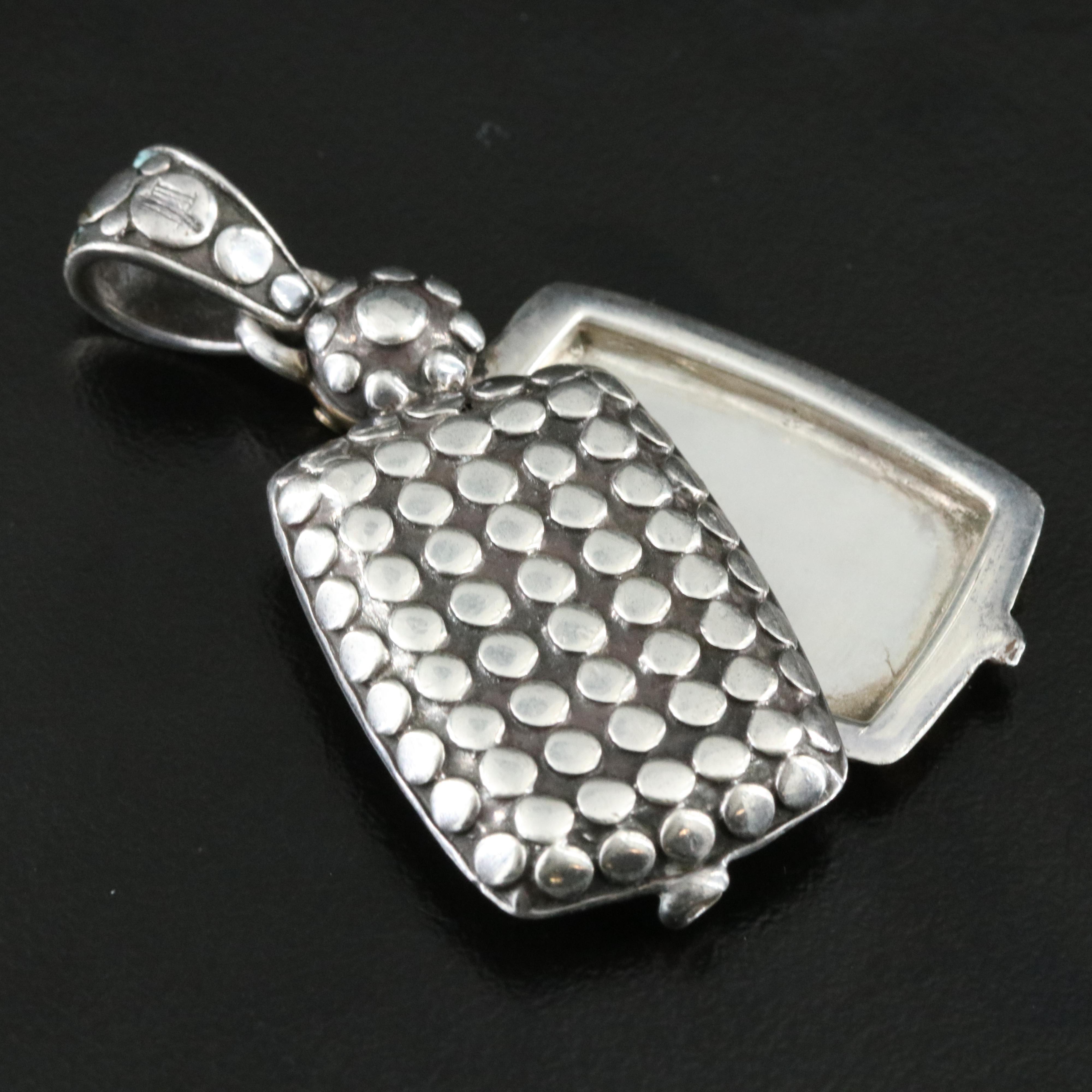 John Hardy Dot Sterling and 18K Reversible Slide Open Locket Pendant