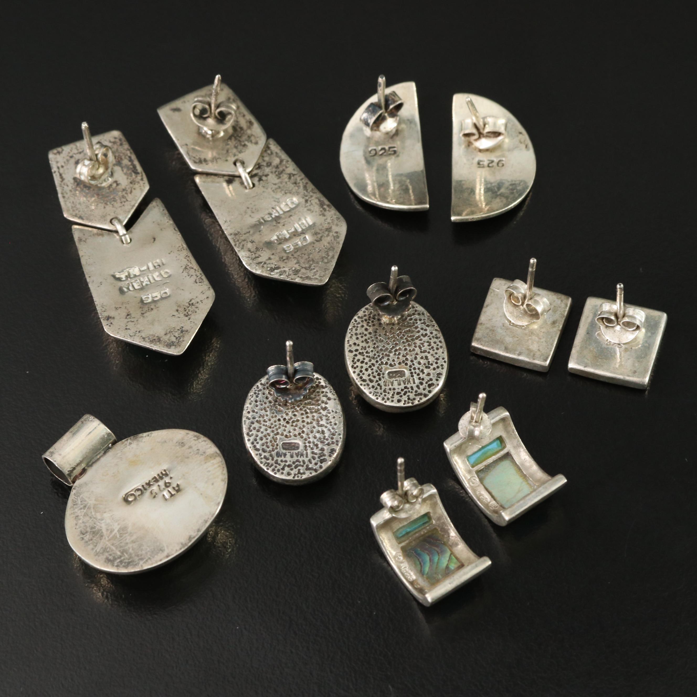 Sterling Earring Collection Featuring Abalone, Malachite and Amber