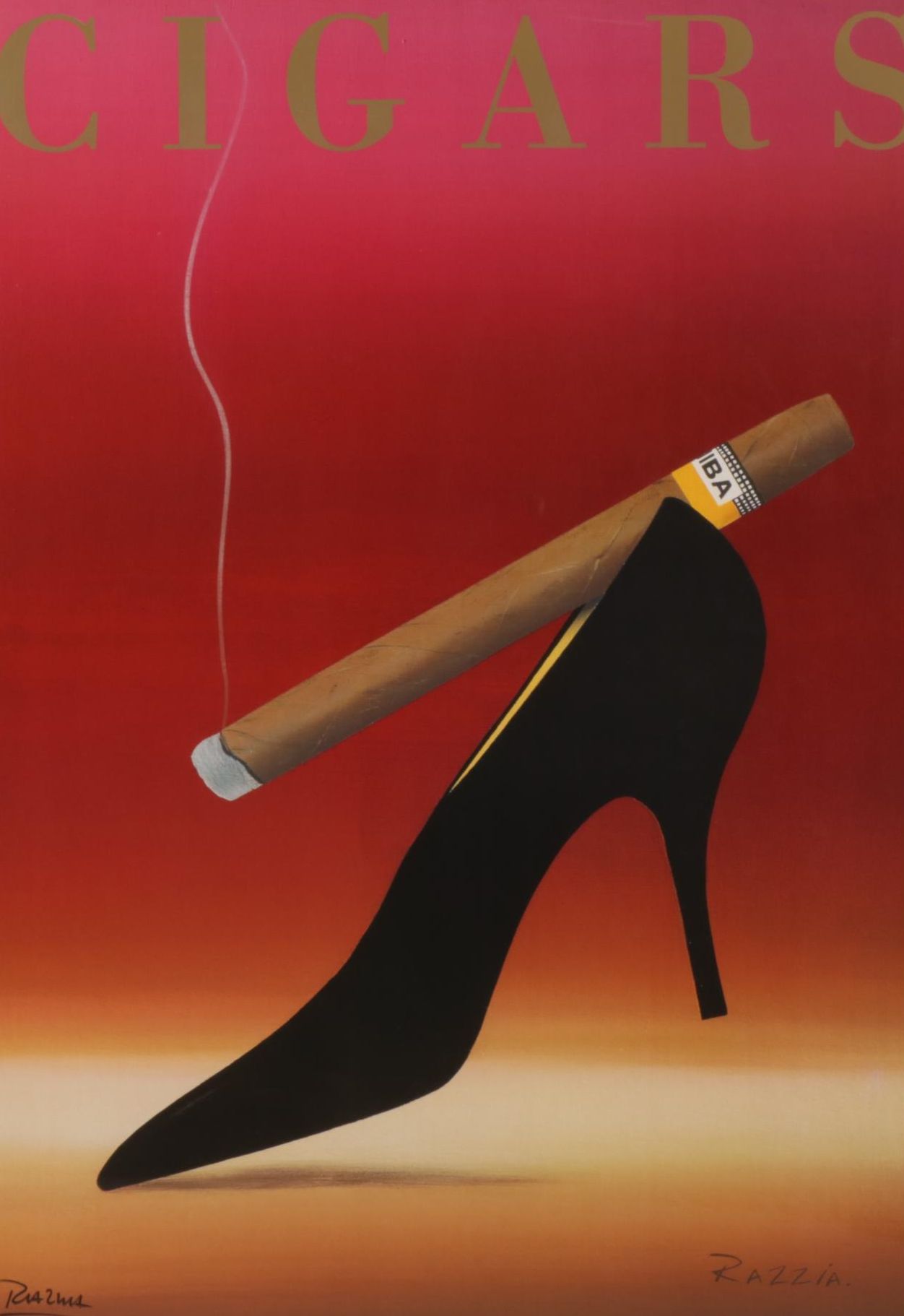 Oversized Razzia Signed Offset Lithograph "Cigars", 1996