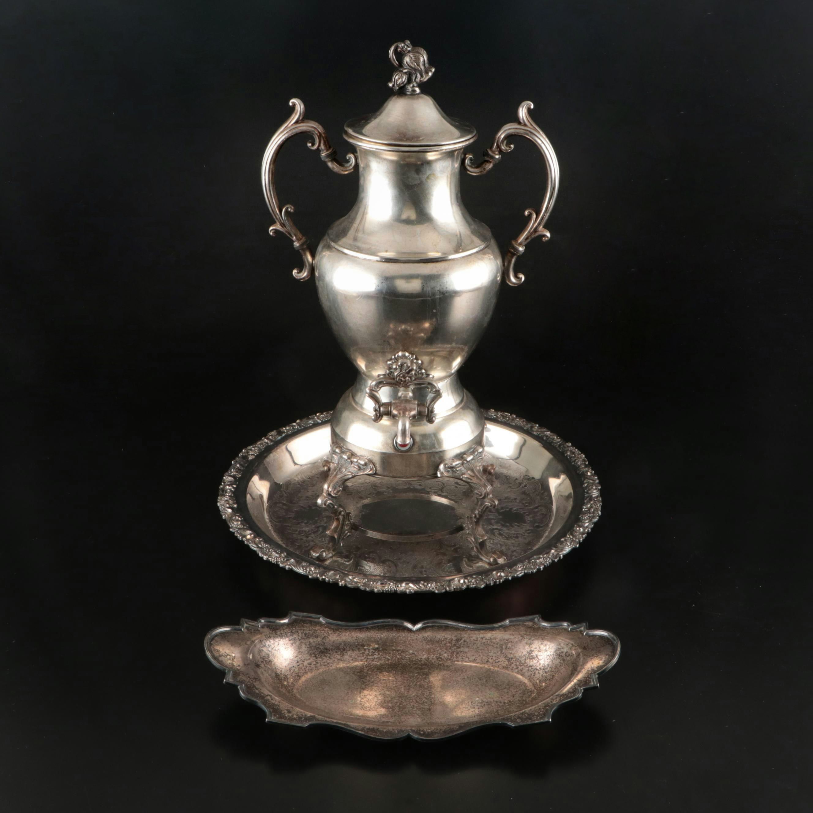 Sheffield and Friedman Silver Plate Serving Dishes with Eton Coffee Urn