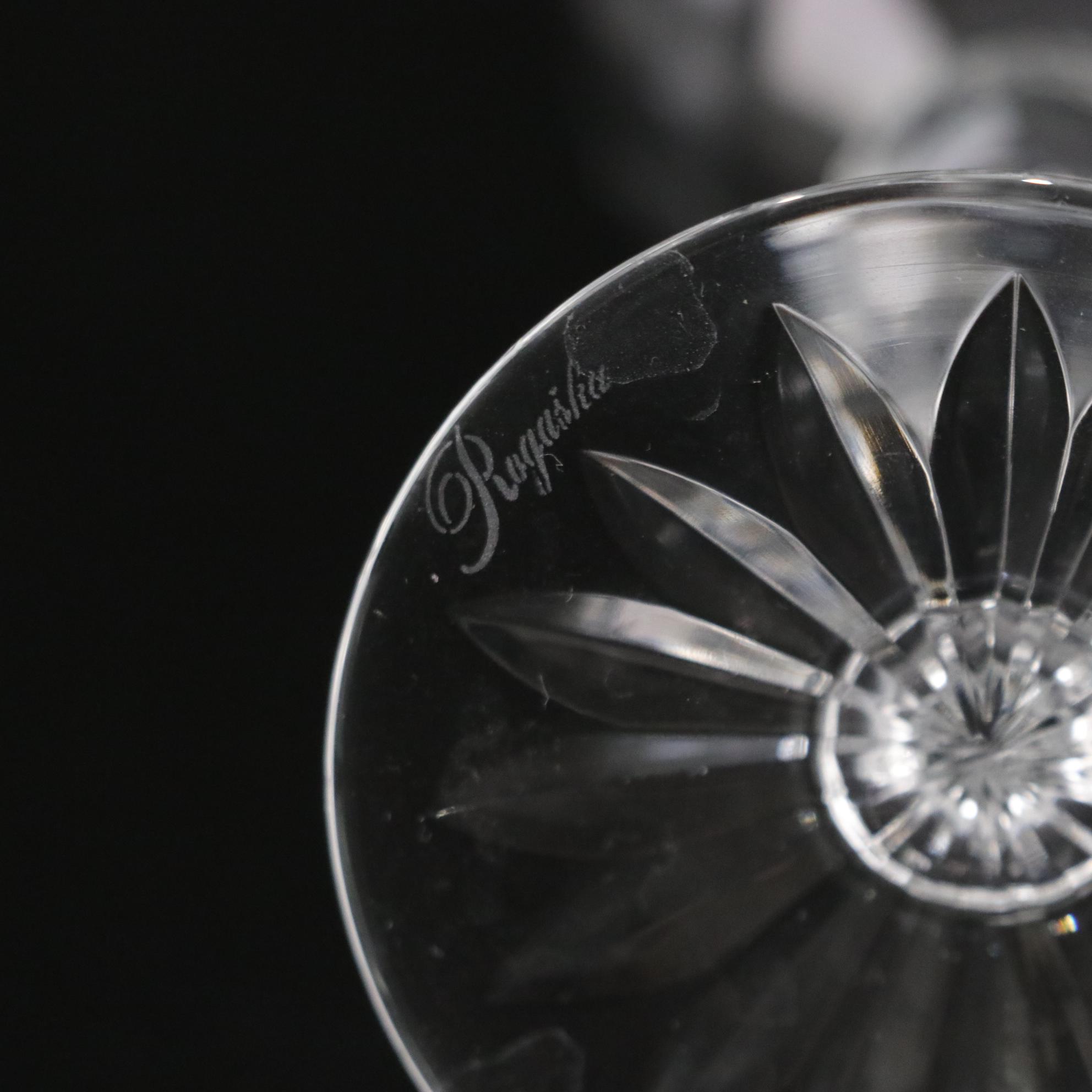 Rogaška "Country Garden" Crystal Wine Glasses and Faceted Crystal Decanter