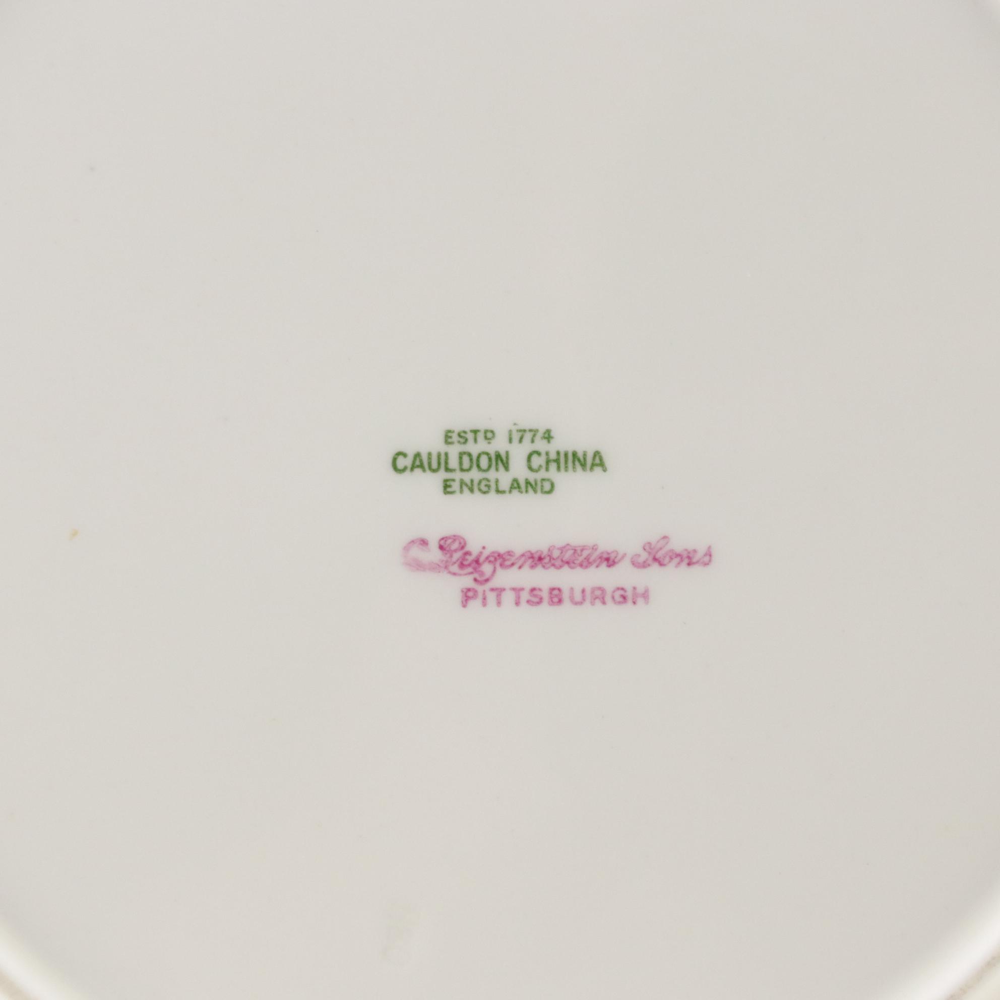 Cauldon China Collection of Gilt Cabbage Rose Dinner Plates