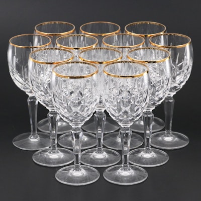 Gorham "Lady Anne Gold" Crystal Wine Glasses, Late 20th/Early 21st Century Gorham "Lady Anne Gold" Crystal Wine Glasses, Late 20th/Early 21st Century
