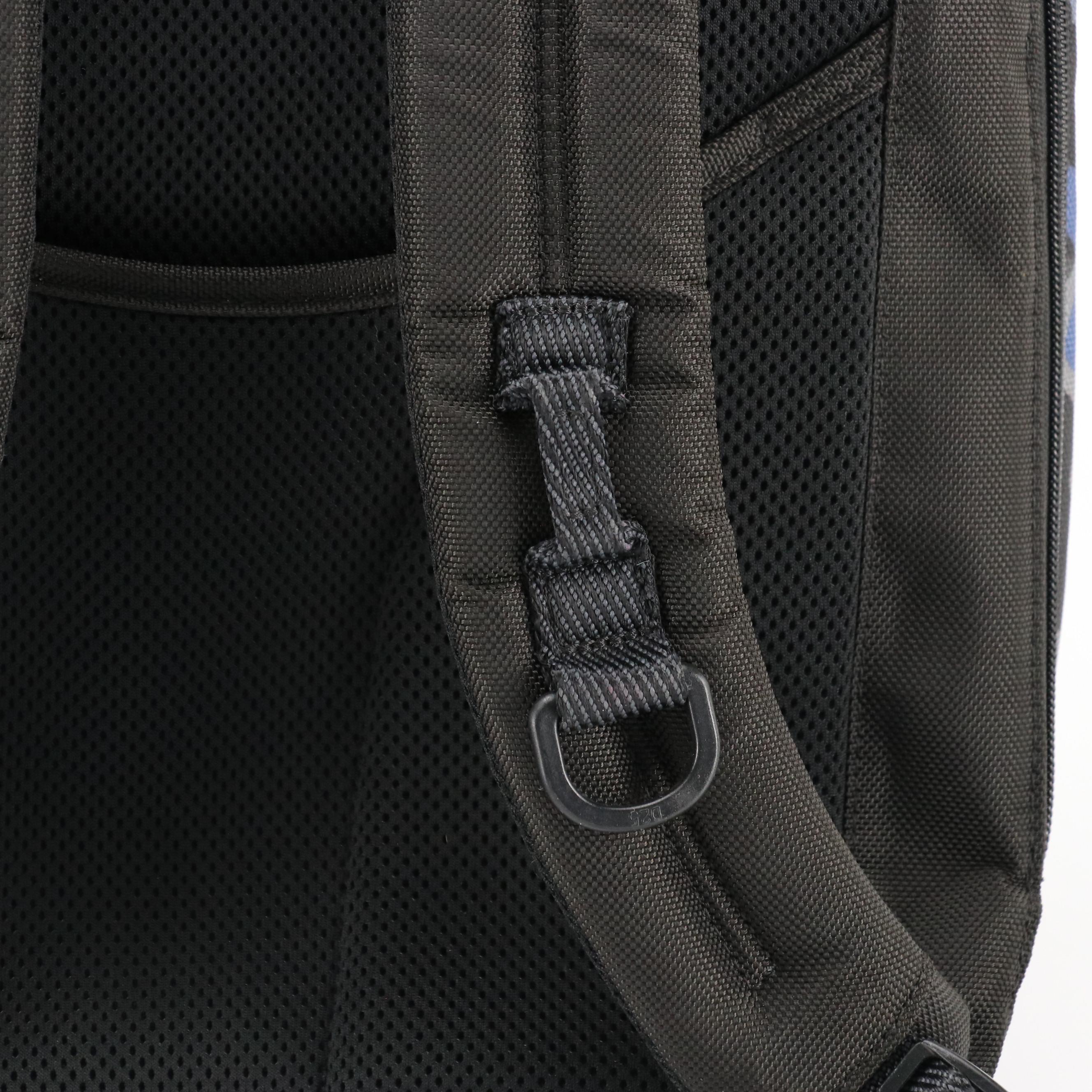 Tumi Alpha Bravo Roll-Top Backpack in Blue Camo Nylon and Black Leather