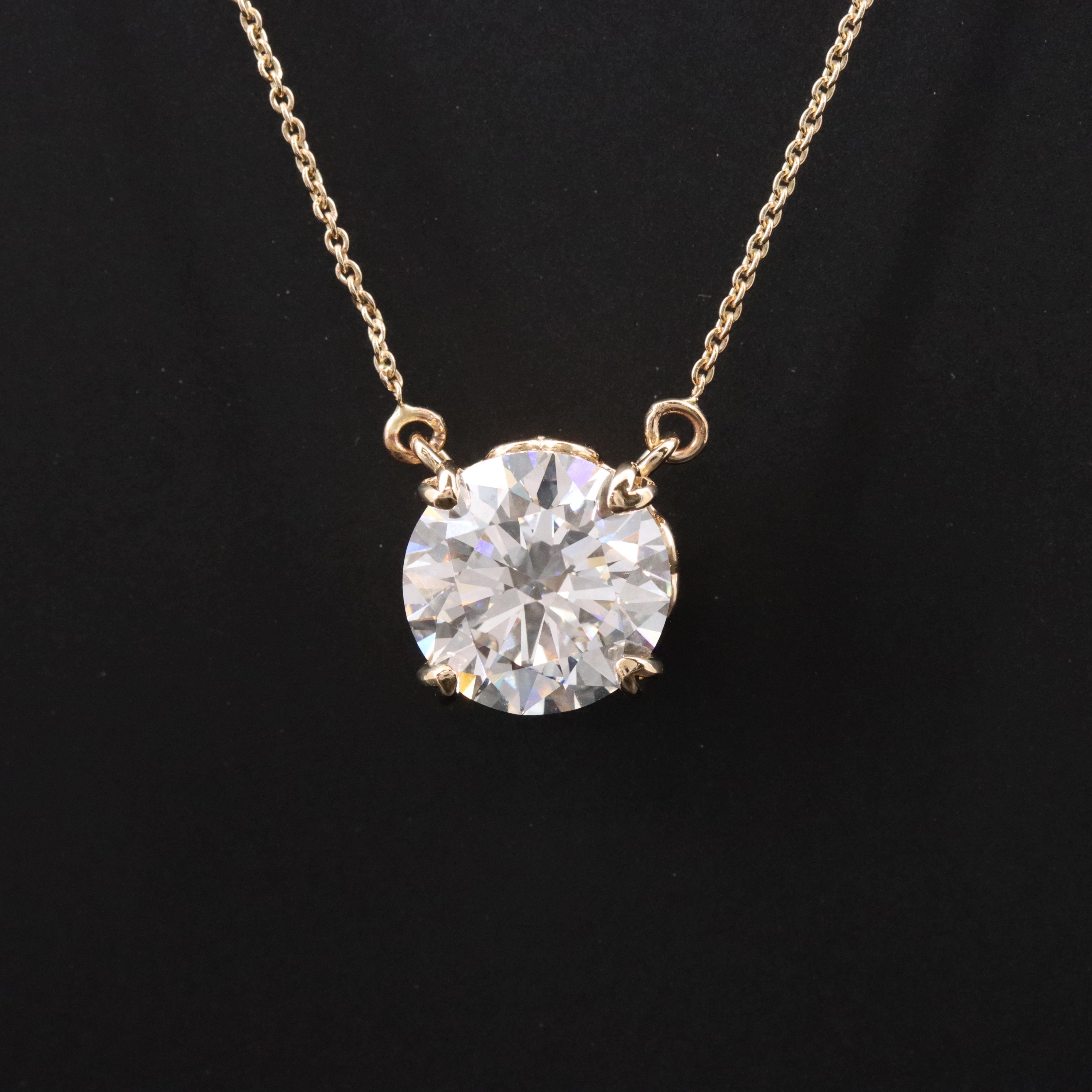18K 5.03 CT Lab Grown Diamond Solitaire Necklace with IGI Report
