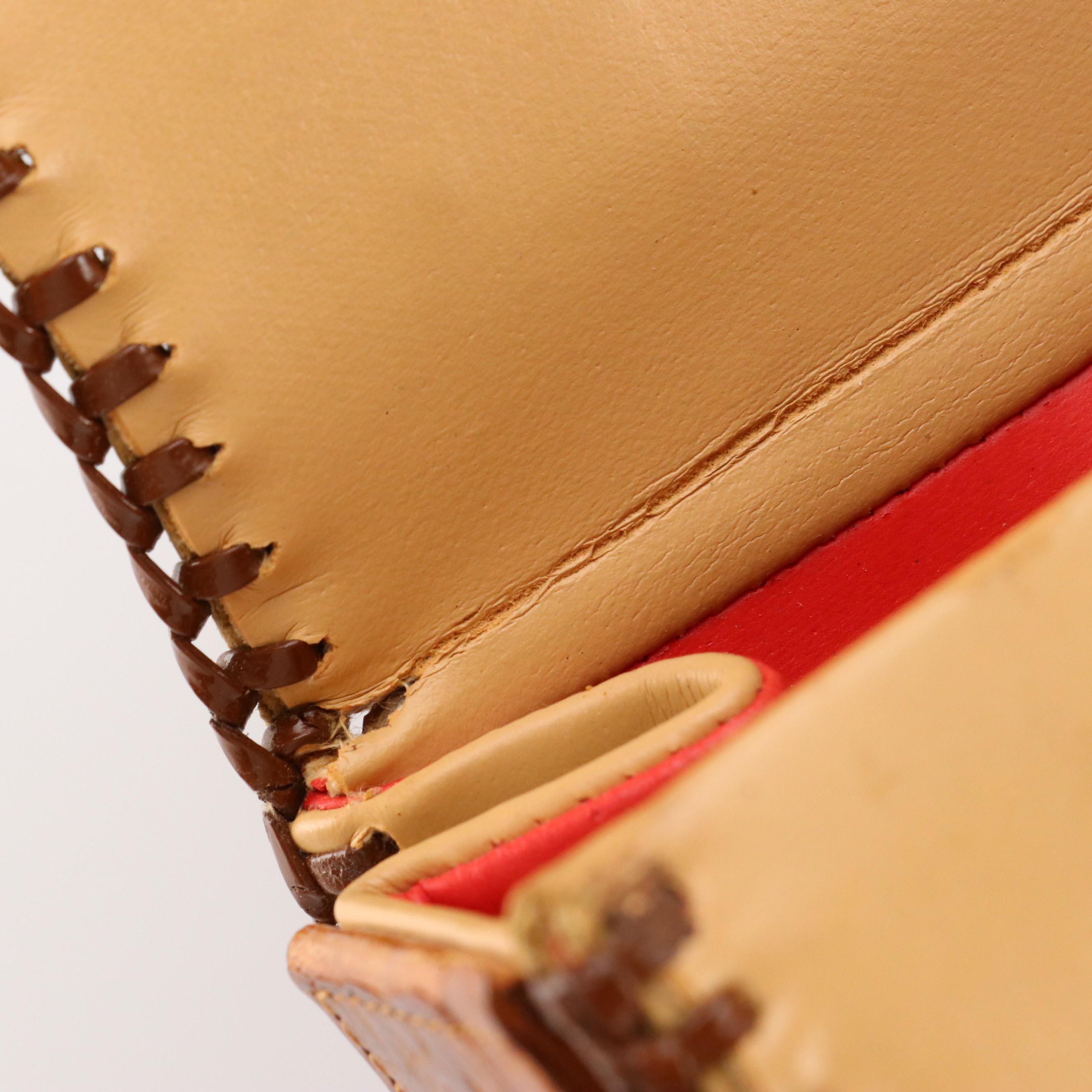 Caiman Alligator Top Handle Bag with Whipstitch Trim, Mid-20th Century