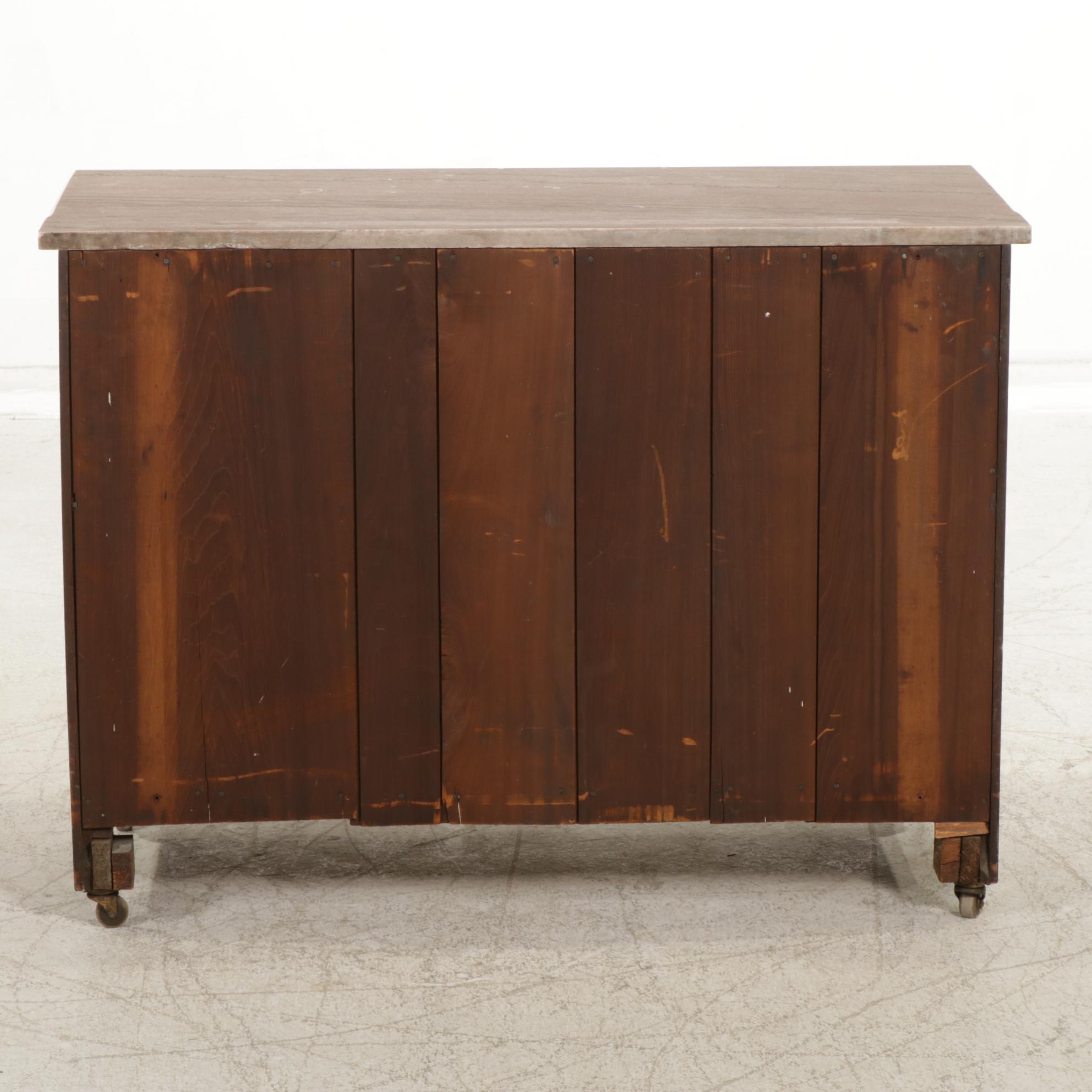 Walnut and Burl Wood Dresser with Marble Top,Early 20th Century