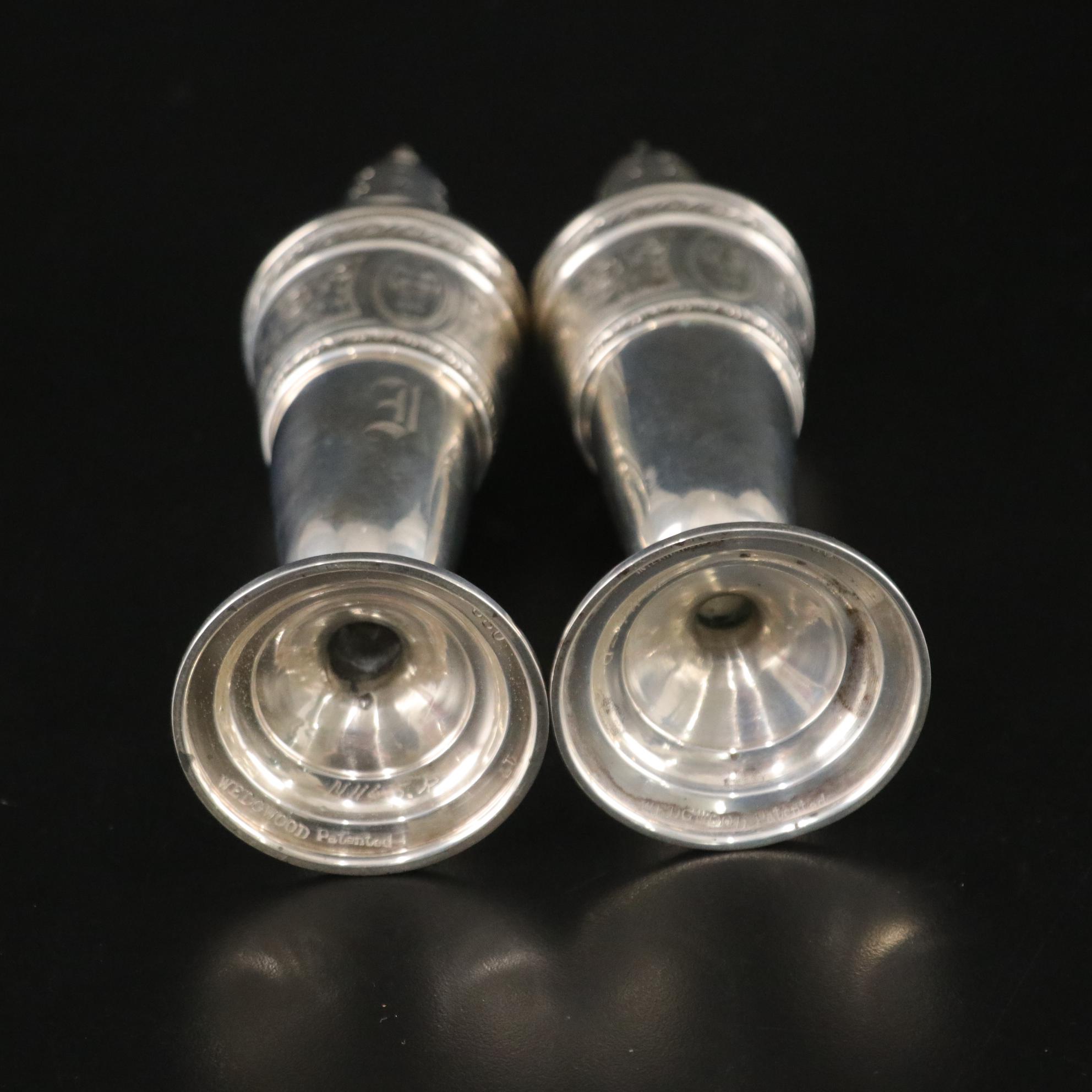 Poole Sterling Silver "Georgian" Creamer & Sugar with Wedgwood Salt & Pepper