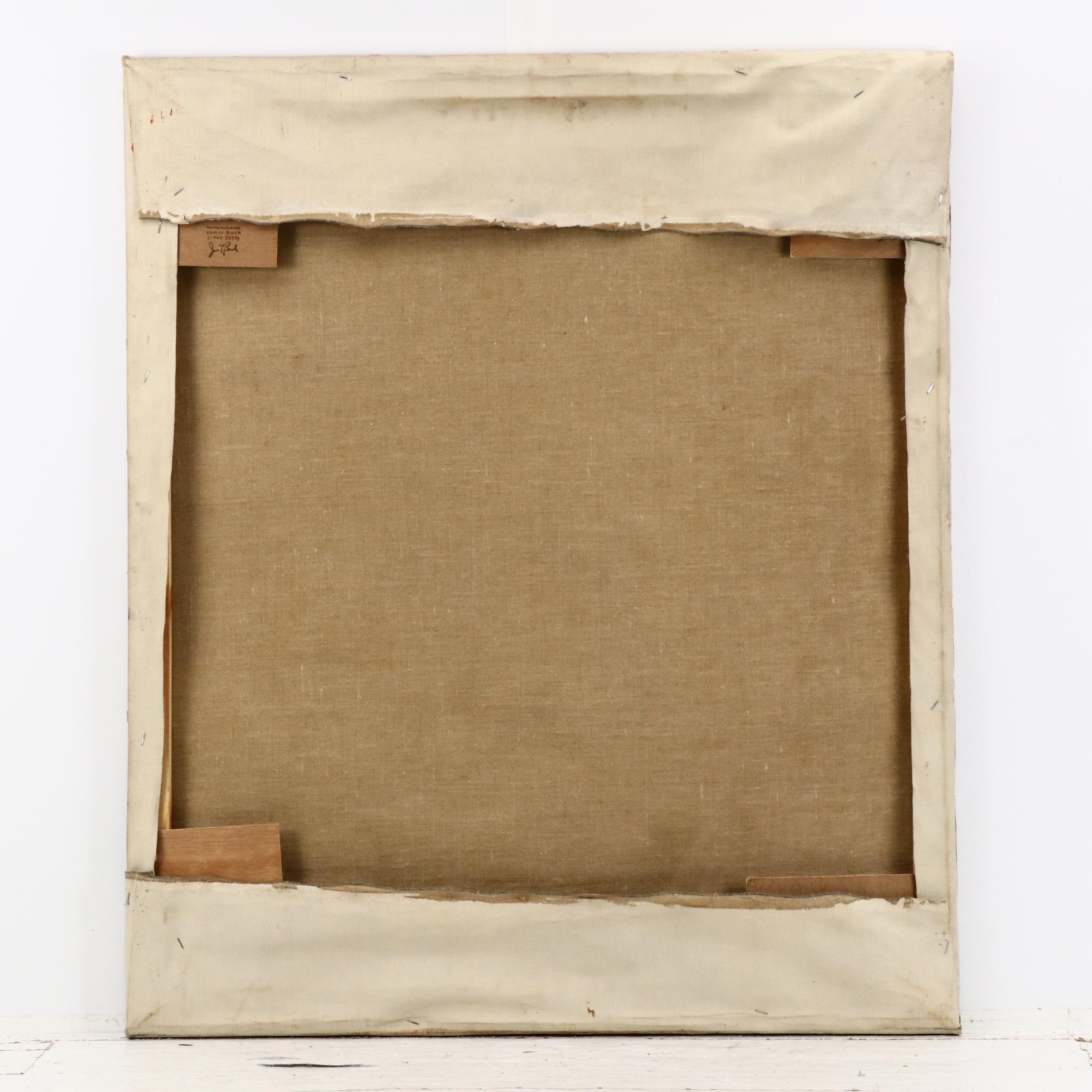 James L. Bruch Oil Portrait of Blonde Woman in Red Sweater