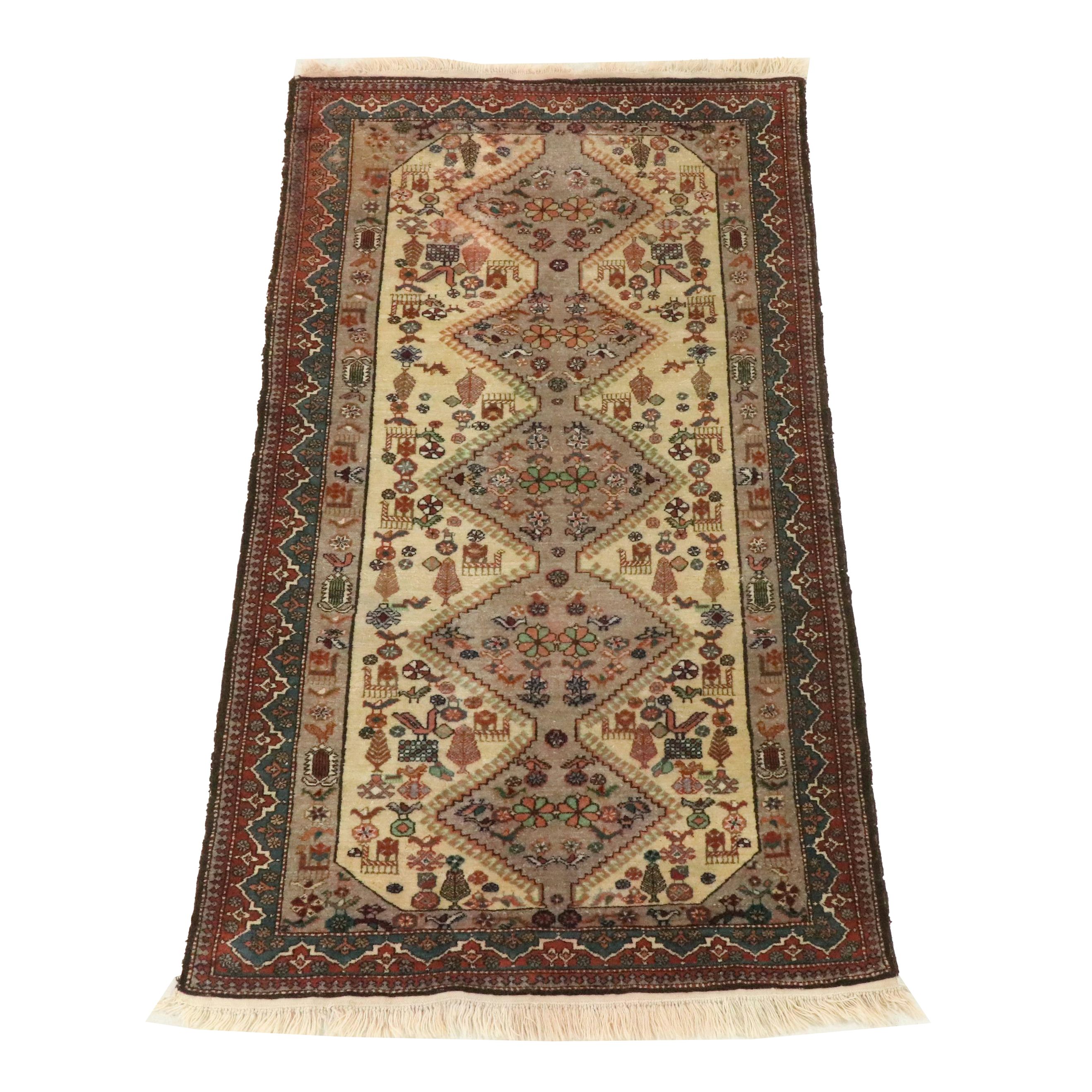4'4 x 8'6 Hand-Knotted Persian Chenar Area Rug