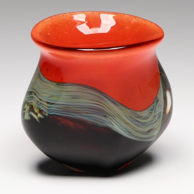 Robert Eickholt Studio Art Glass Multicolor Vase, 2003 Robert Eickholt Studio Art Glass Multicolor Vase, 2003