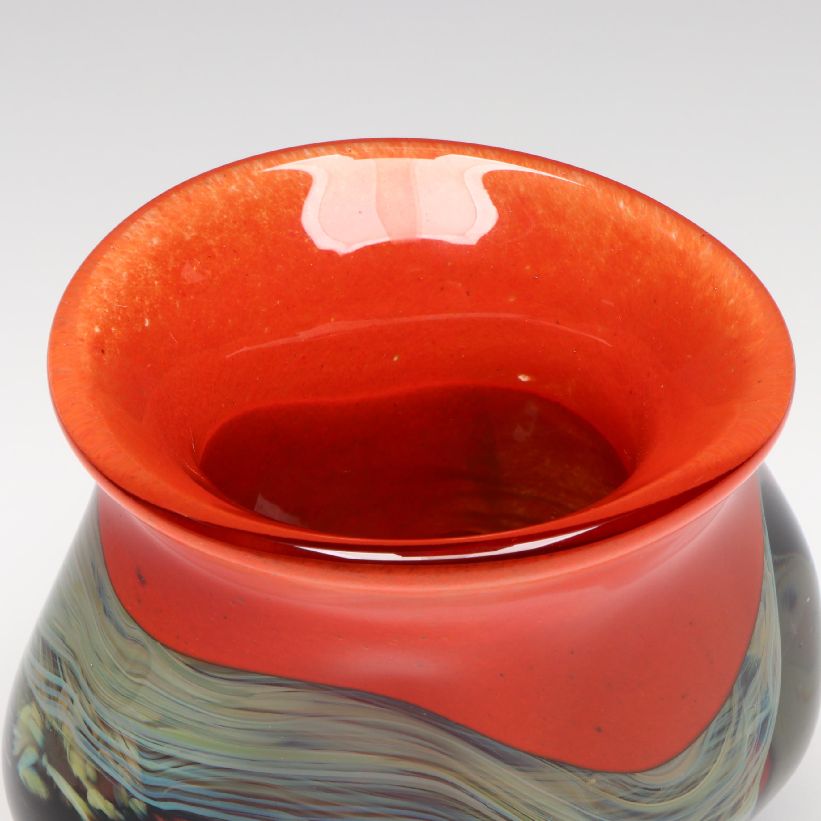 Robert Eickholt Studio Art Glass Multicolor Vase, 2003