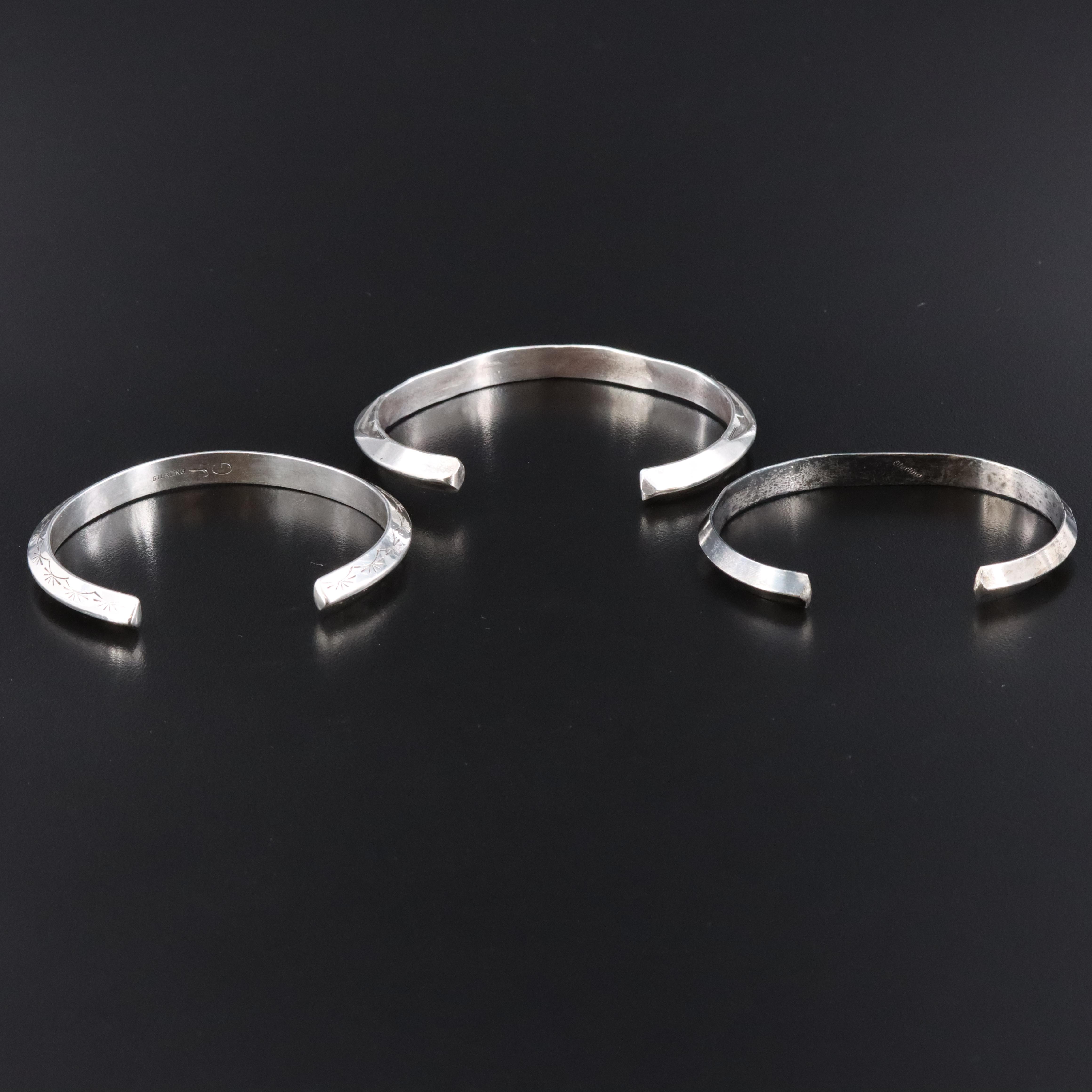 Southwestern Sterling Stampwork Cuffs Featuring Douglas Etsitty Navajo Diné