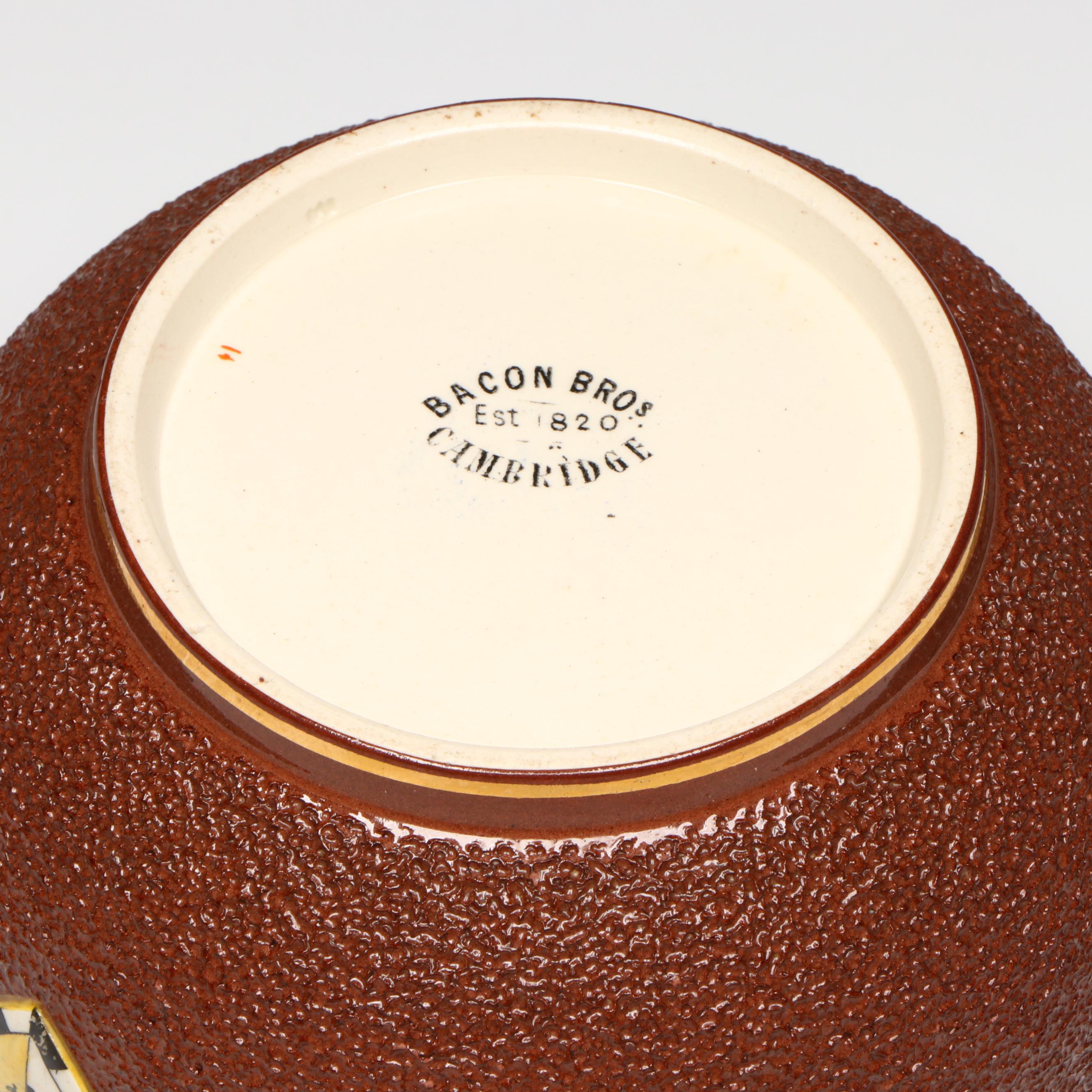 Bacon Bros Cambridge Crest Tobacco Box with Josephinehutte Glasses, Mid 20th C.