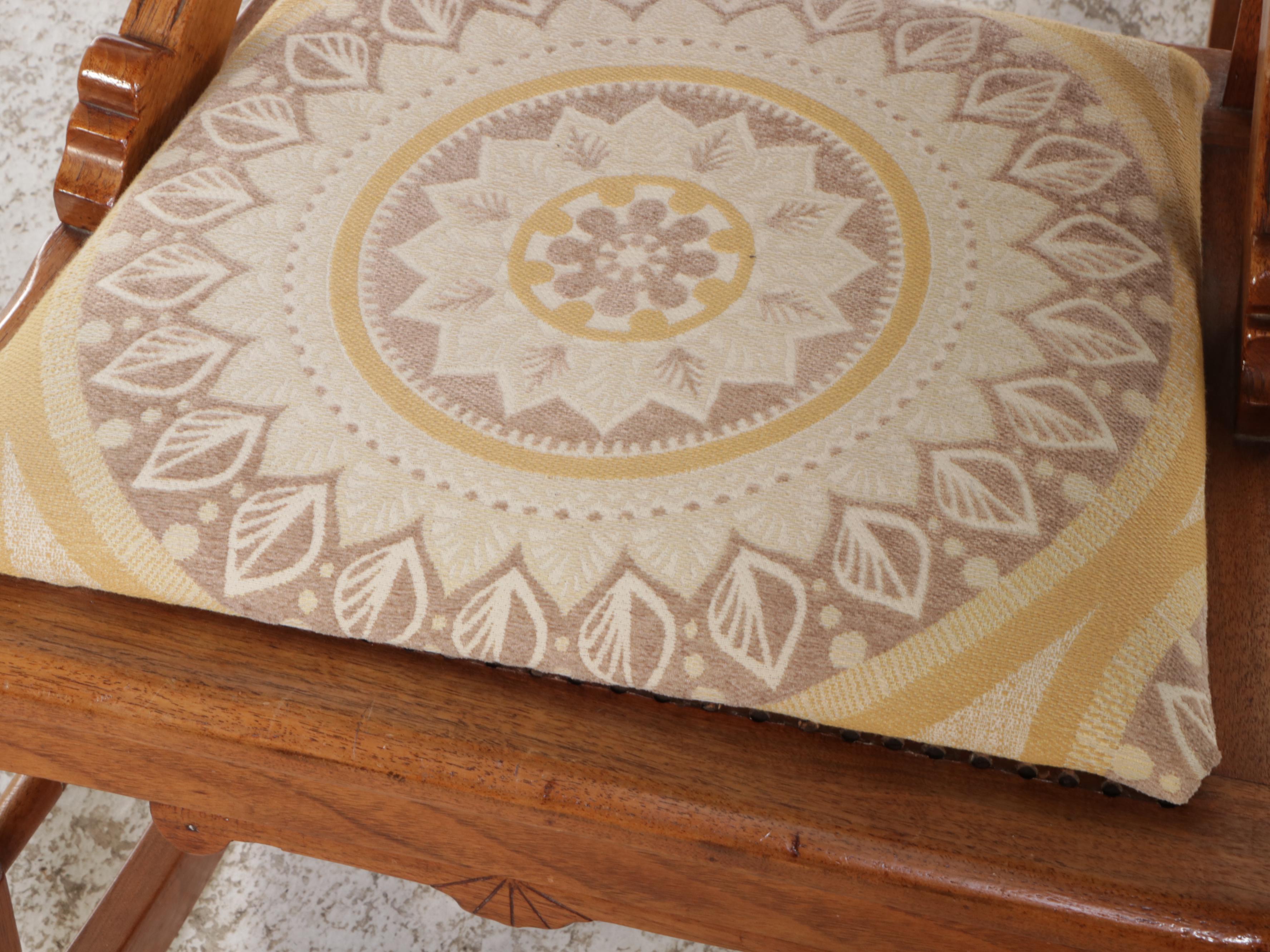 Victorian Eastlake Upholstered Walnut Rocking Chair, Late 19th Century