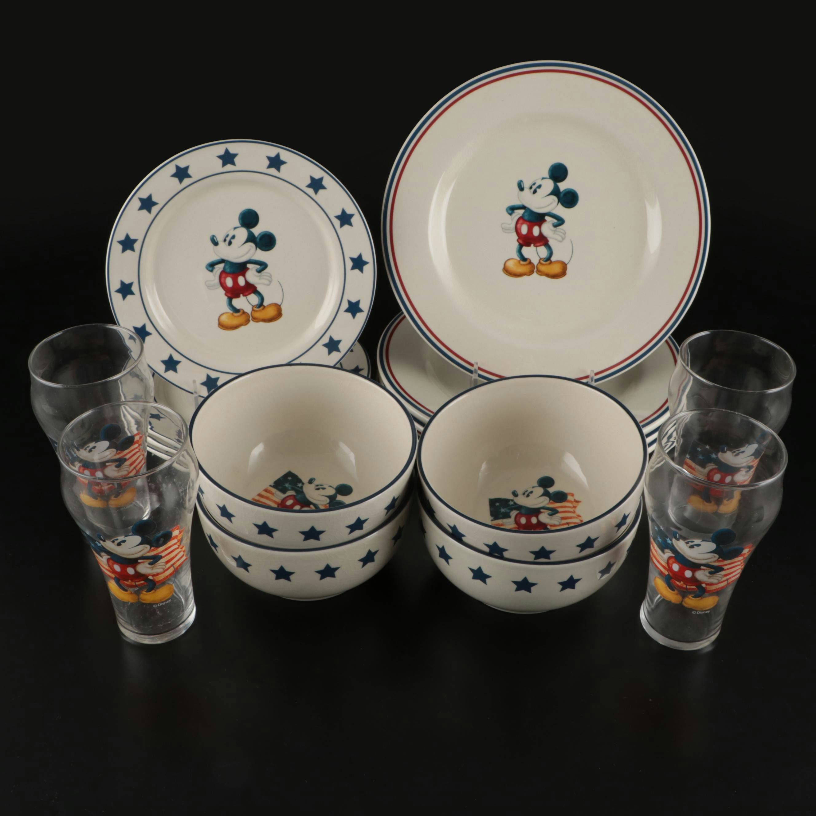 Disney Mickey Mouse and Stars Ceramic and Glass Dinnerware