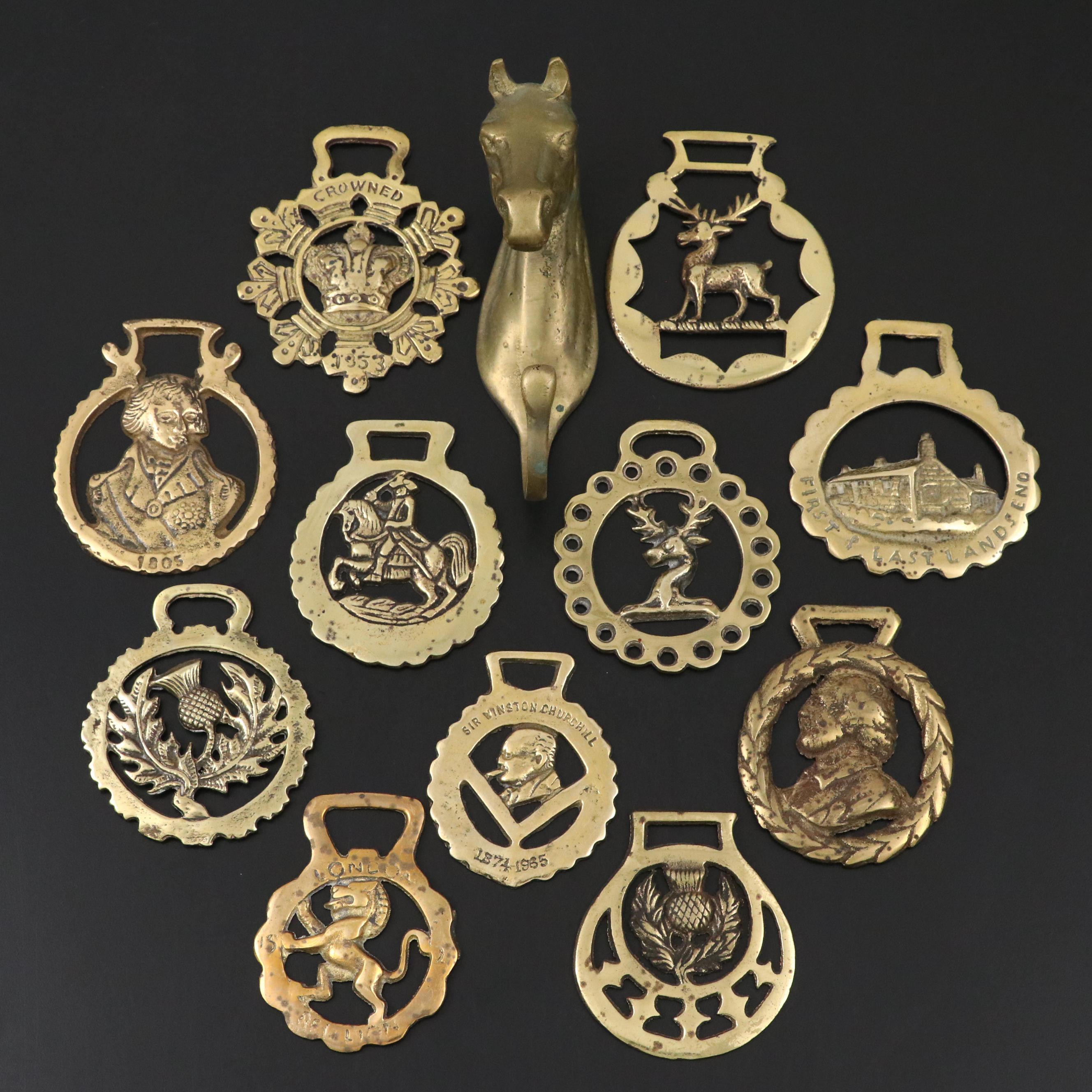 English Style Harness Brasses with Horse Head Hook