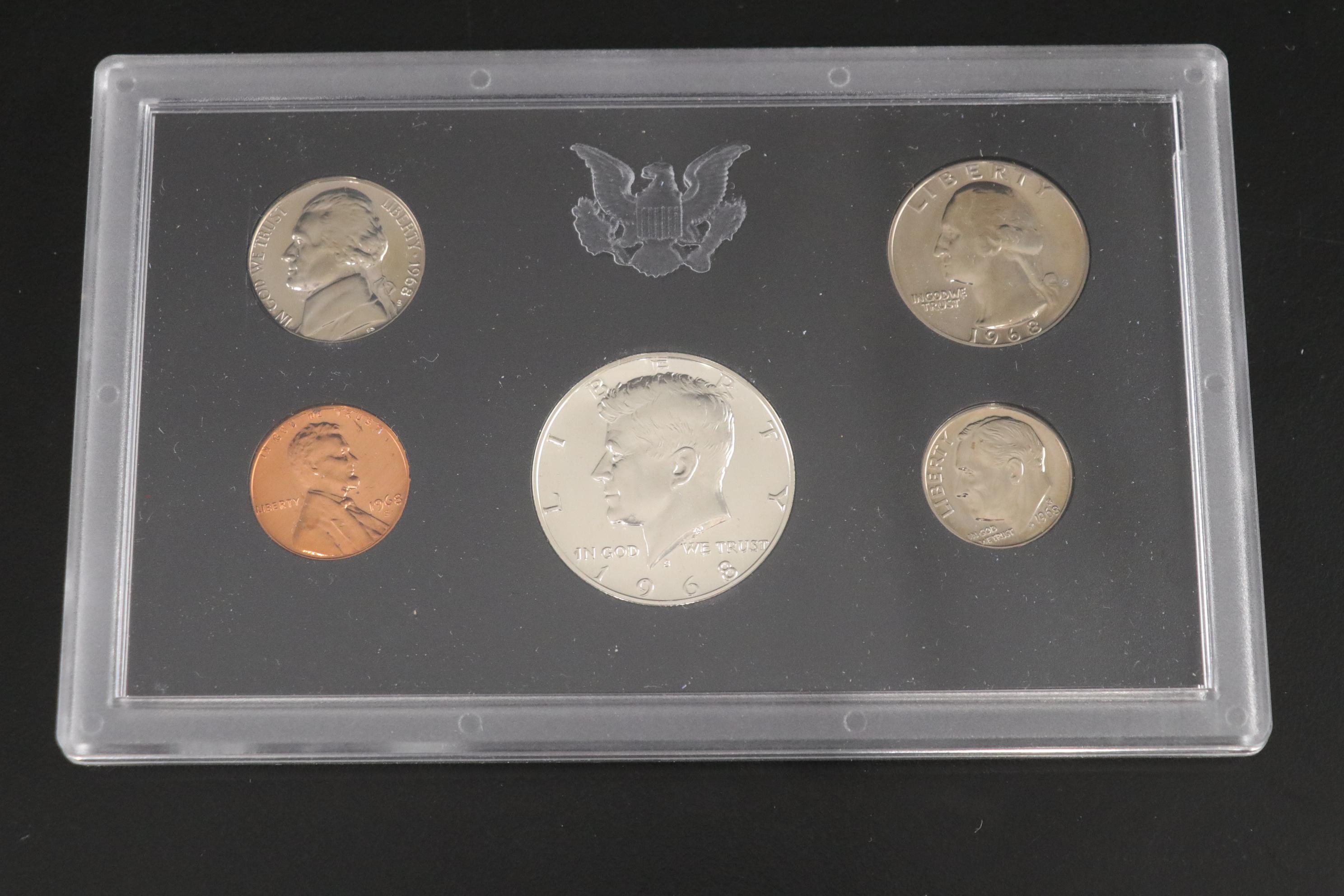Thirteen US Mint Proof Sets, 1968 - 1980