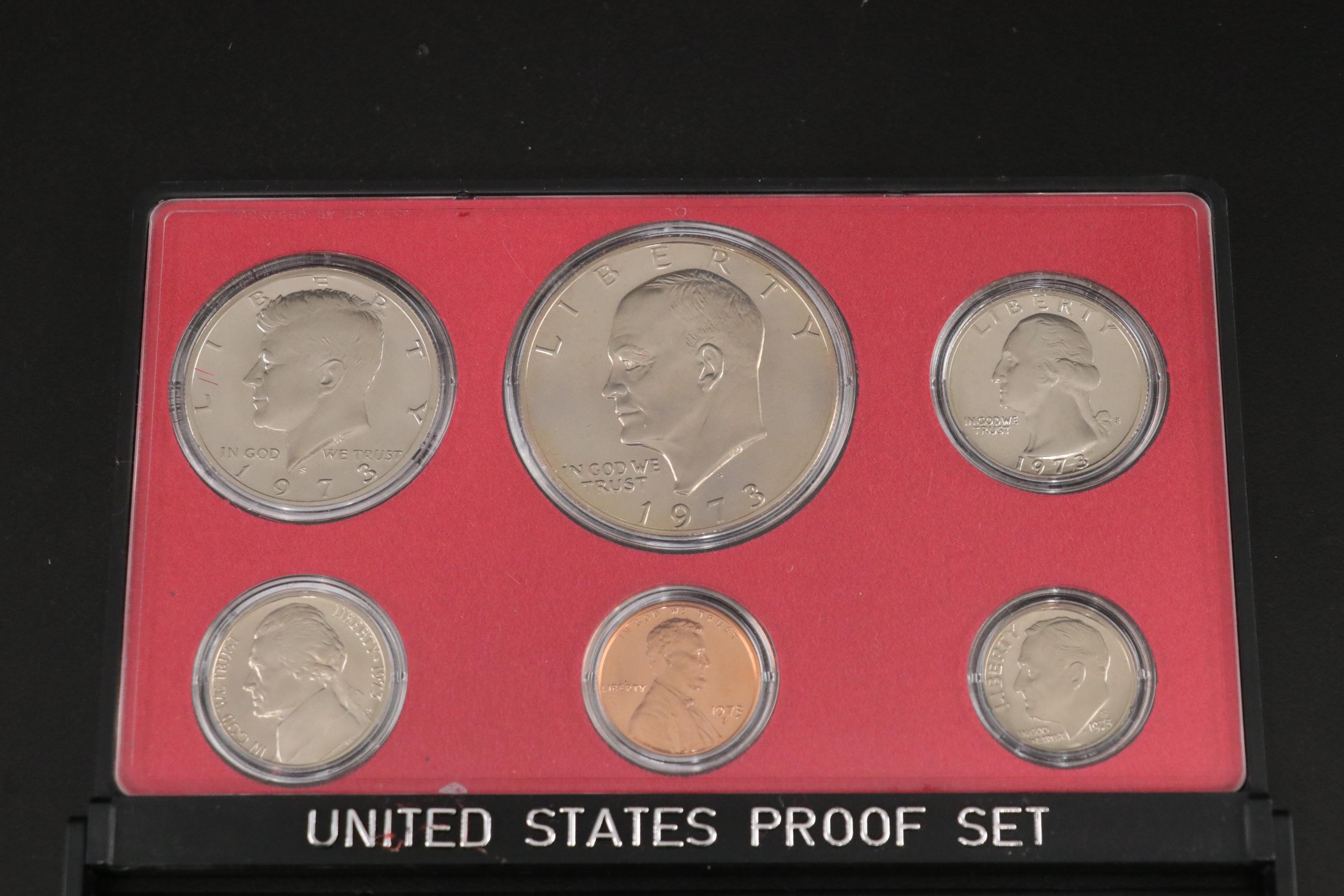 Thirteen US Mint Proof Sets, 1968 - 1980
