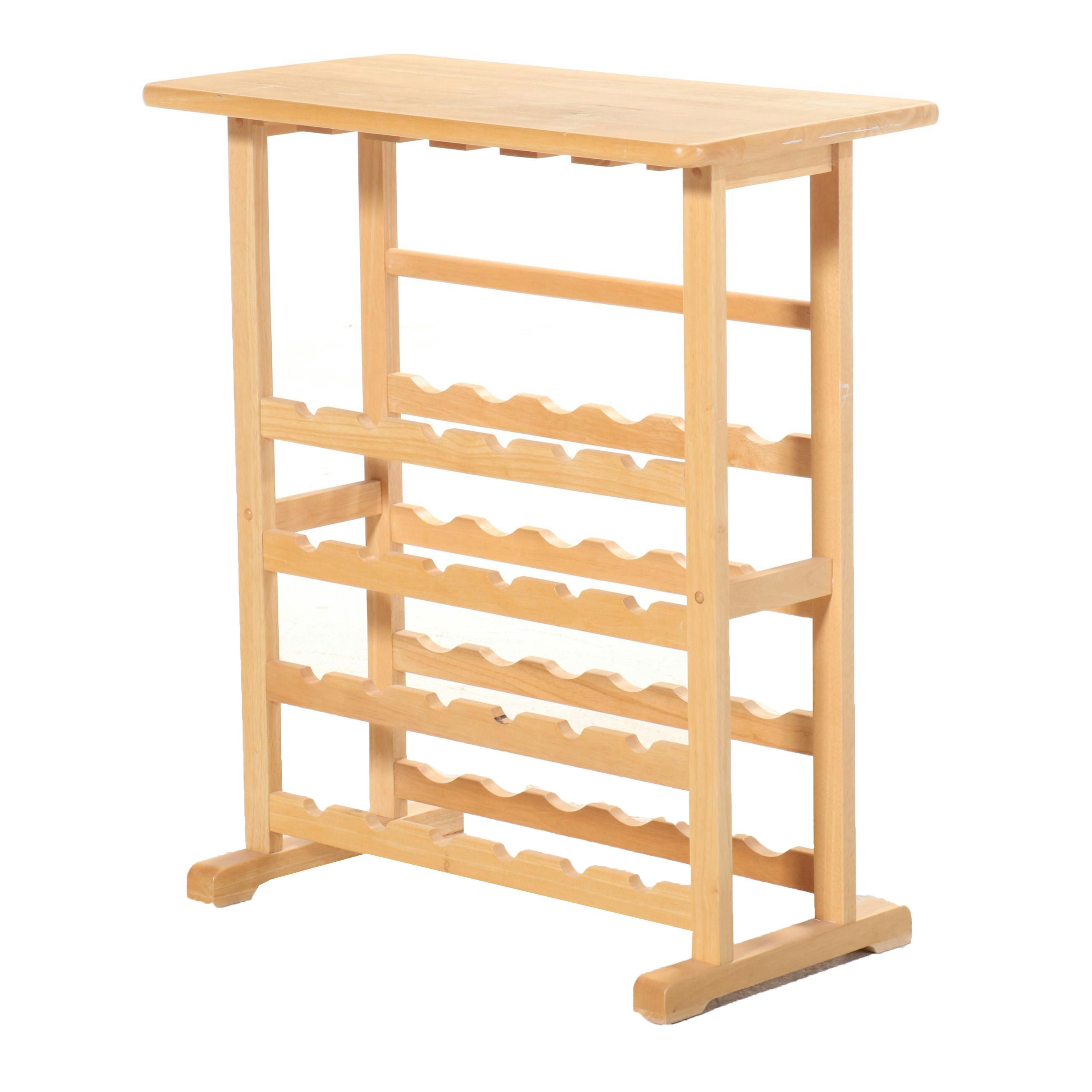 Acacia Wood Kitchen Island with Wine Rack