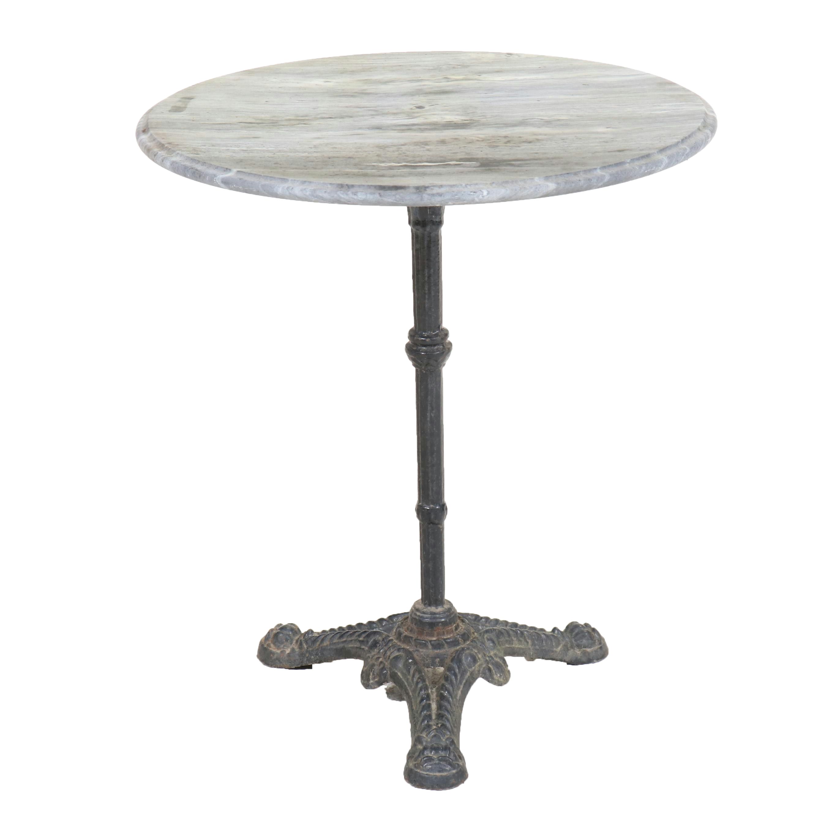 Victorian Style Cast Iron and Marble Bistro Patio Table