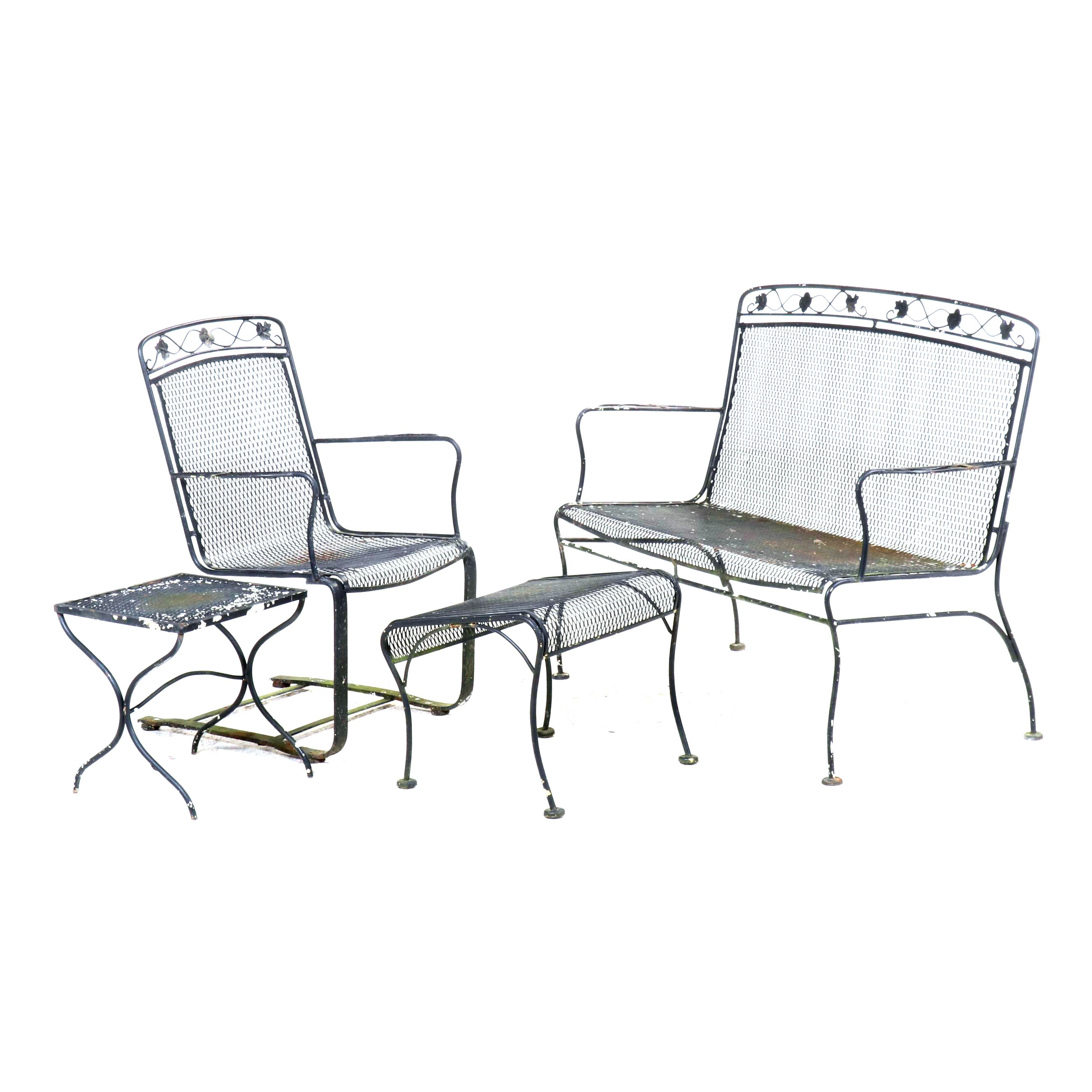 Four-Piece Wrought Iron Patio Lounge Seating, Mid to Late 20th Century