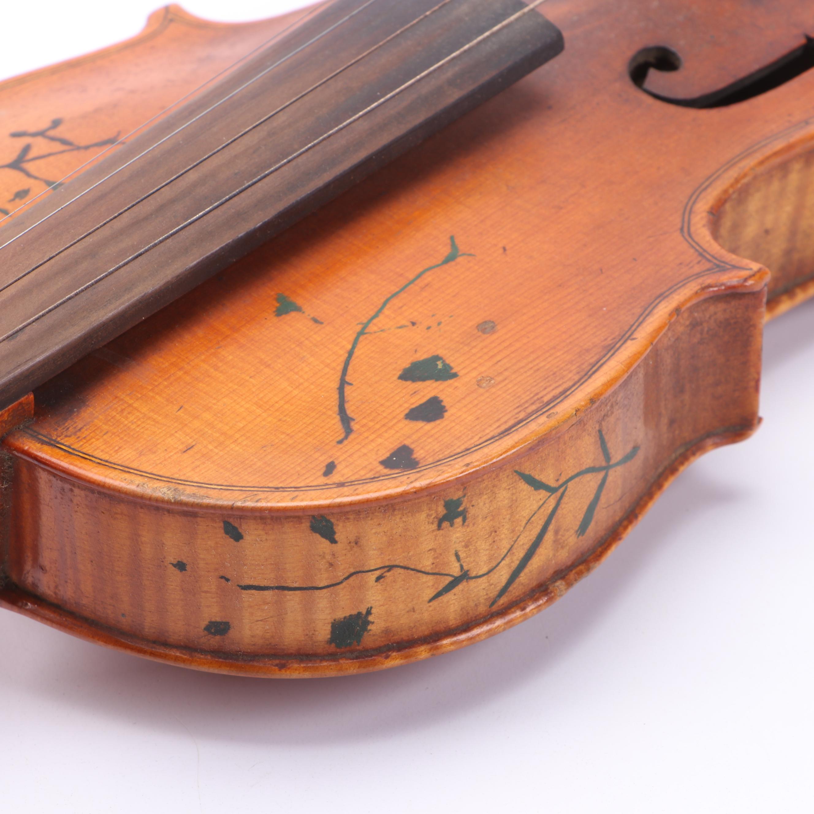 Joseph Guarnerius Fecit Cremonæ Anno Painted Violin with Bow and Coffin Case
