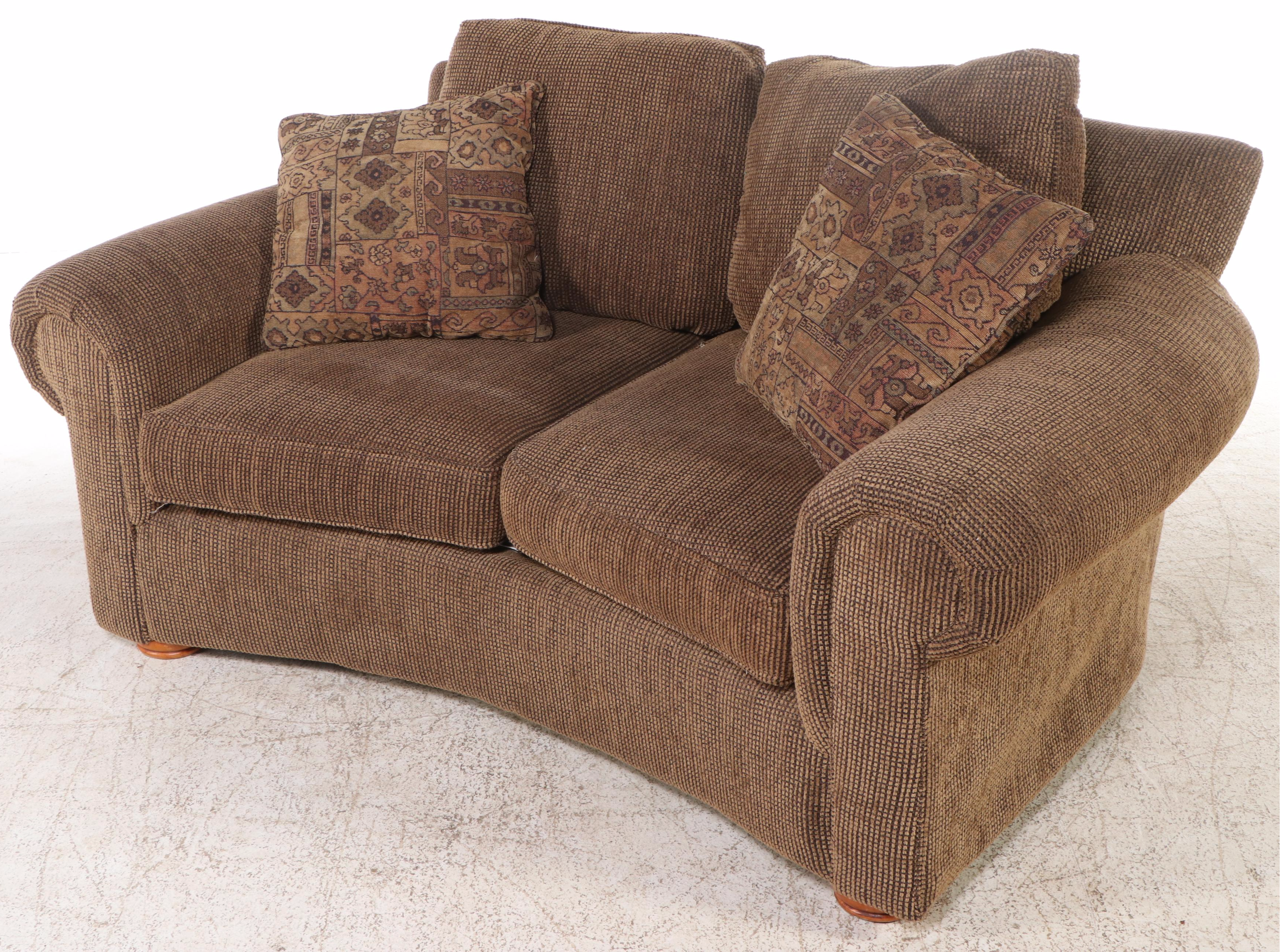 Contemporary Corduroy Upholstered Curved Loveseat