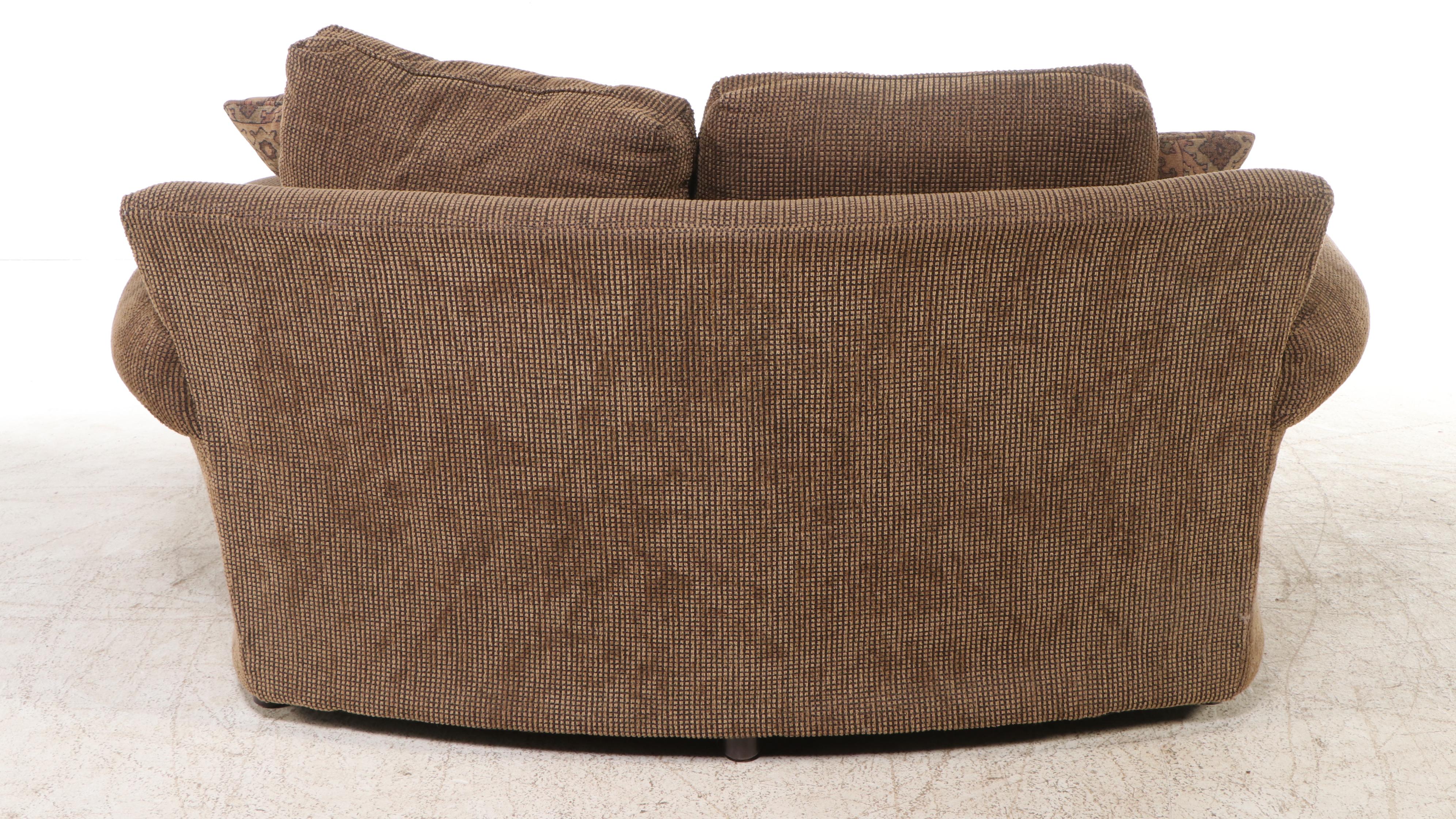 Contemporary Corduroy Upholstered Curved Loveseat