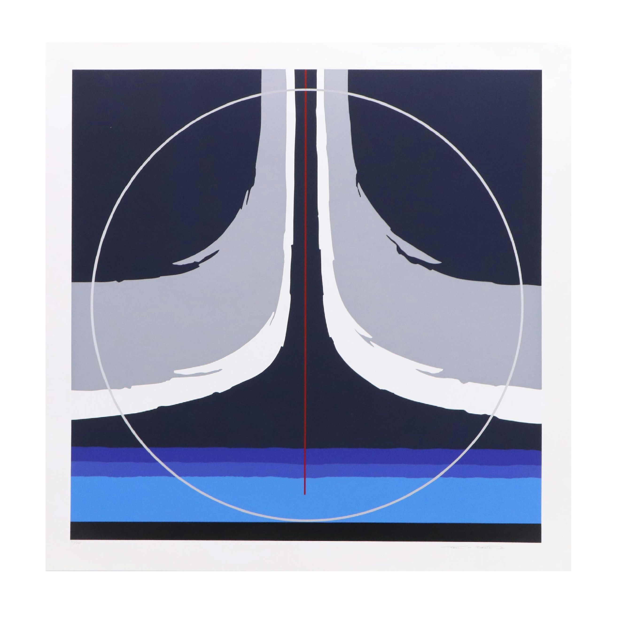 Thomas Whelan Benton Abstract Serigraph "Earthline Red," 1981