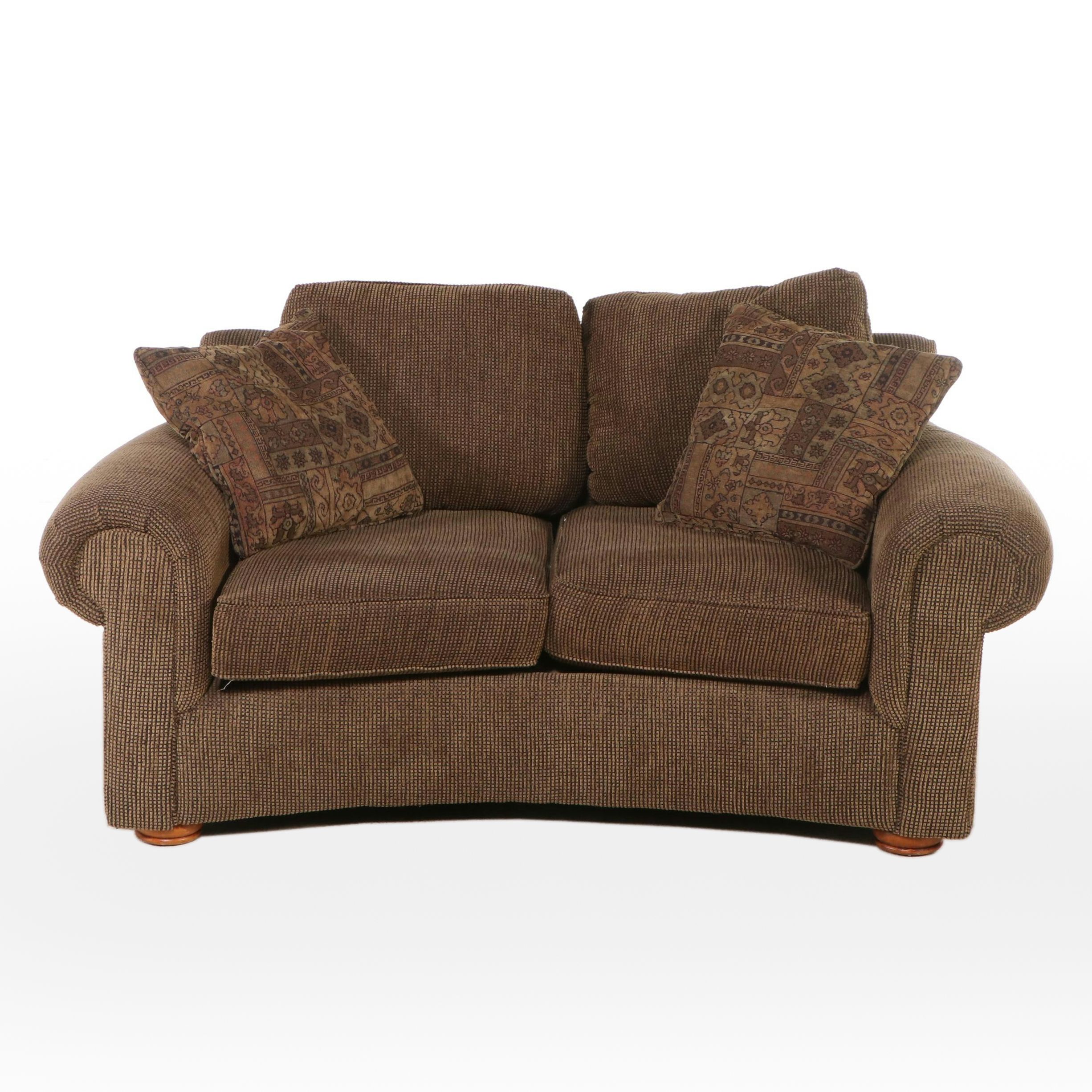 Contemporary Corduroy Upholstered Curved Loveseat