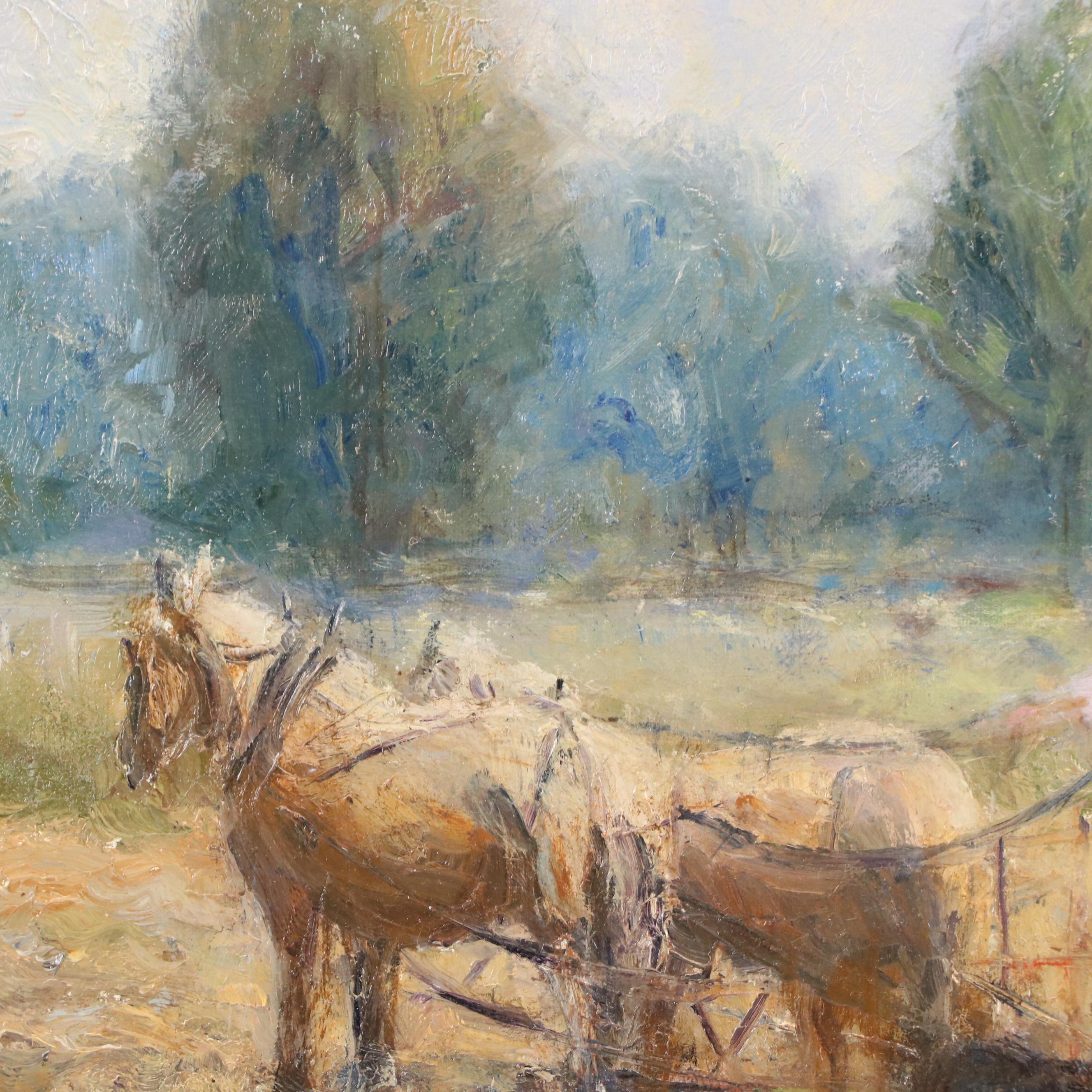 Mark Daly Impressionistic Oil Painting "Harvest Time," 21st Century