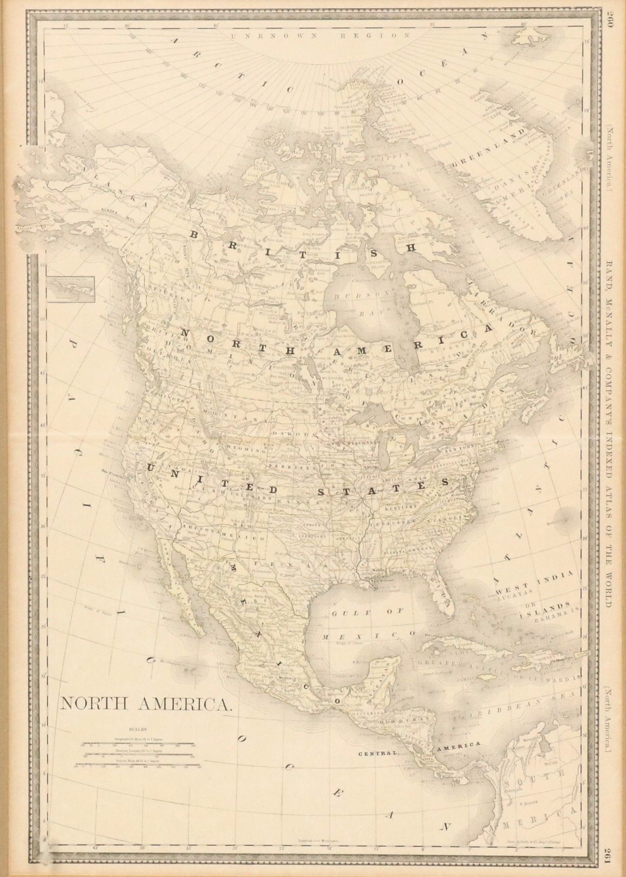 Rand, McNally & Company Wood Engraving Map "North America"