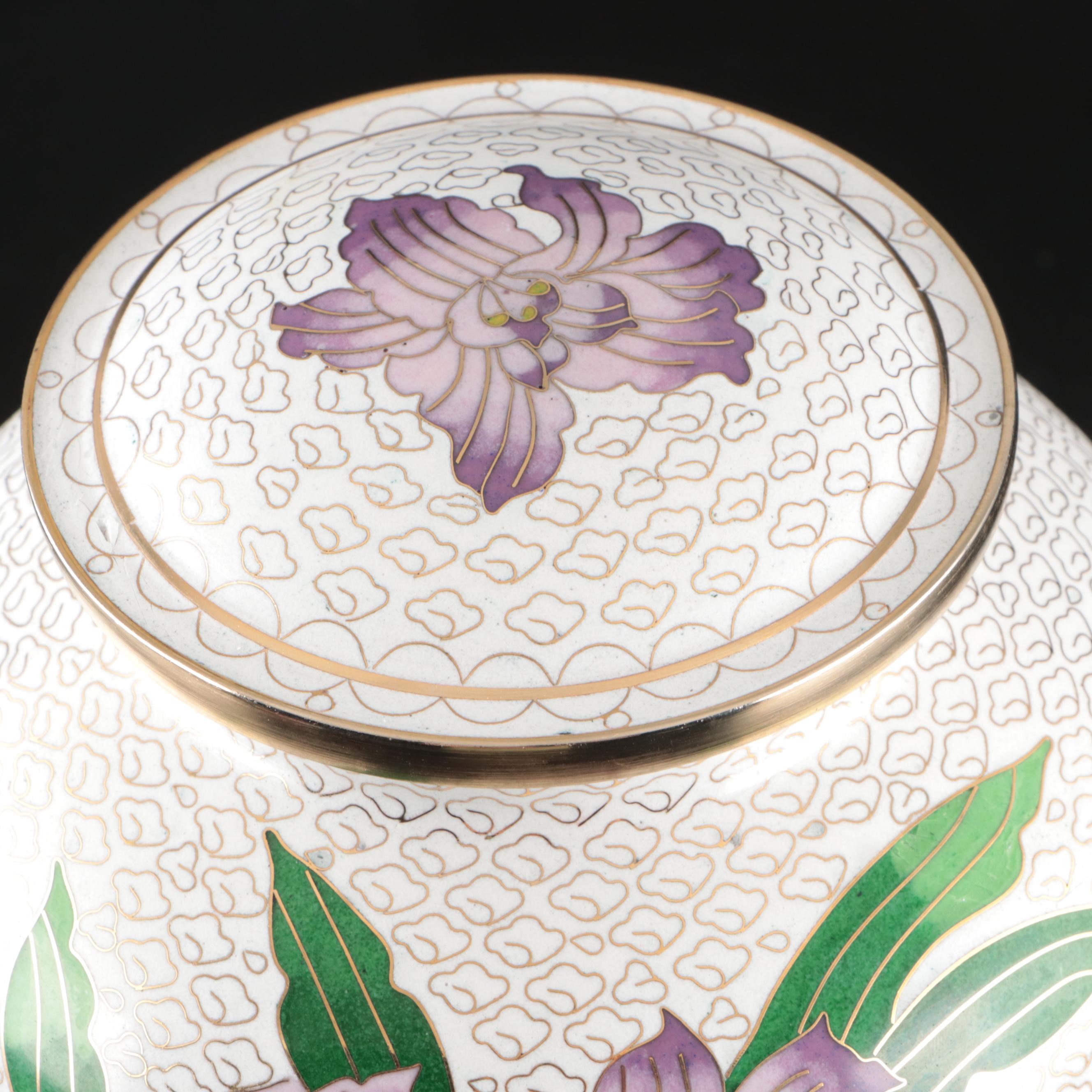 Perfect Memorials "Purple Iris" Cloisonné Ceramic and Brass Cremation Urn