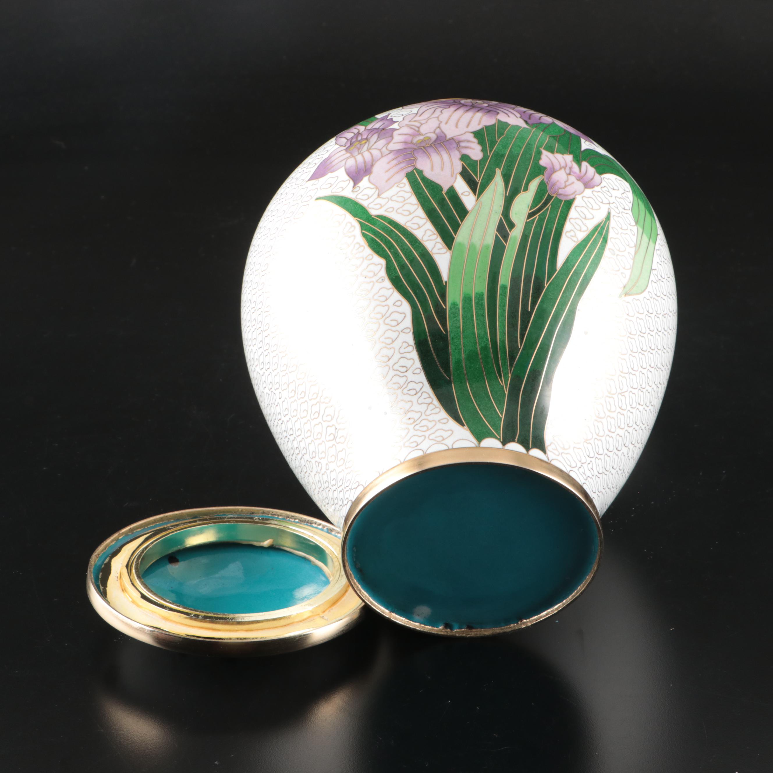 Perfect Memorials "Purple Iris" Cloisonné Ceramic and Brass Cremation Urn