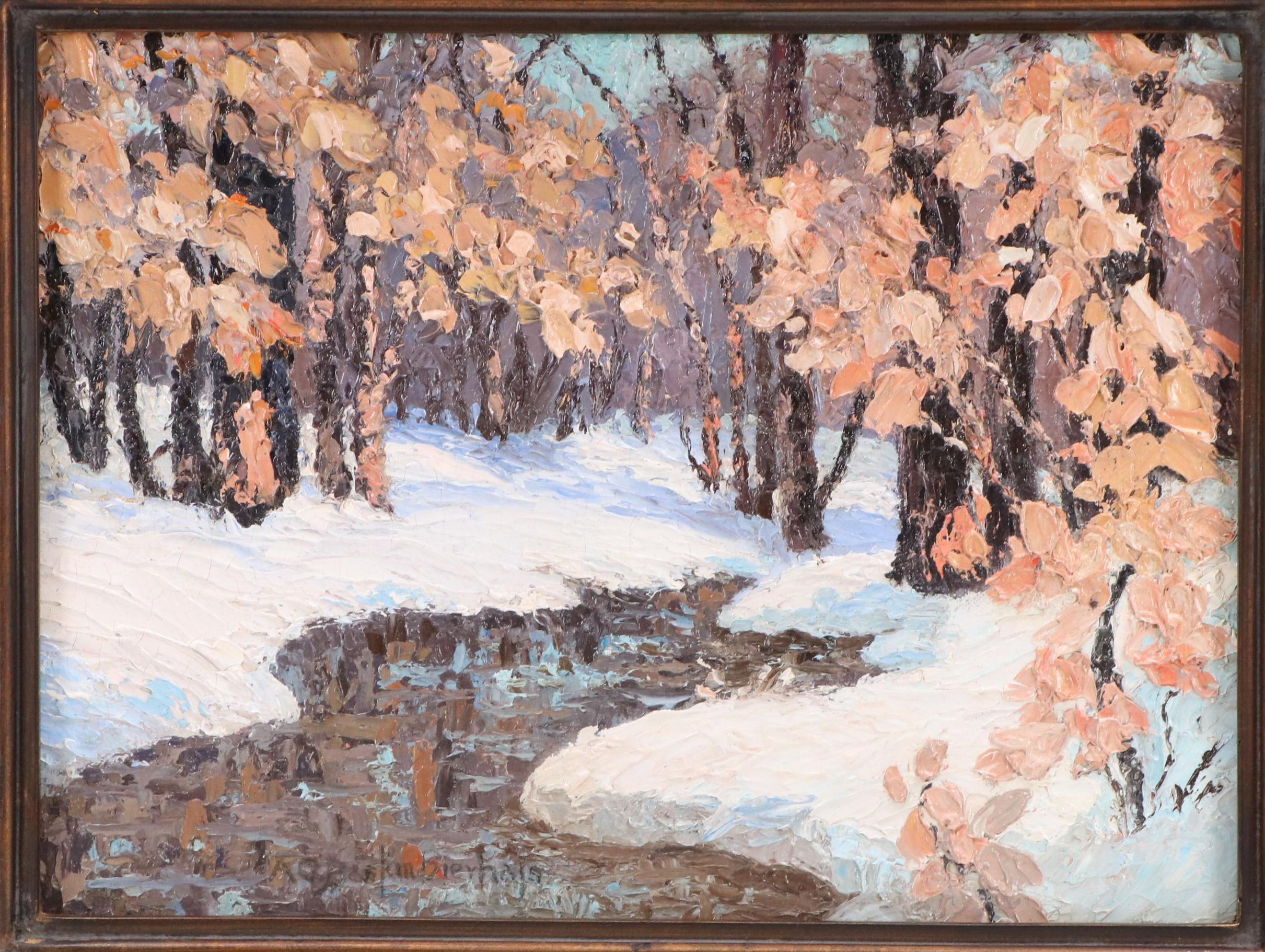 Otto Bierhals Impressionist Winter Landscape, Early 20th Century