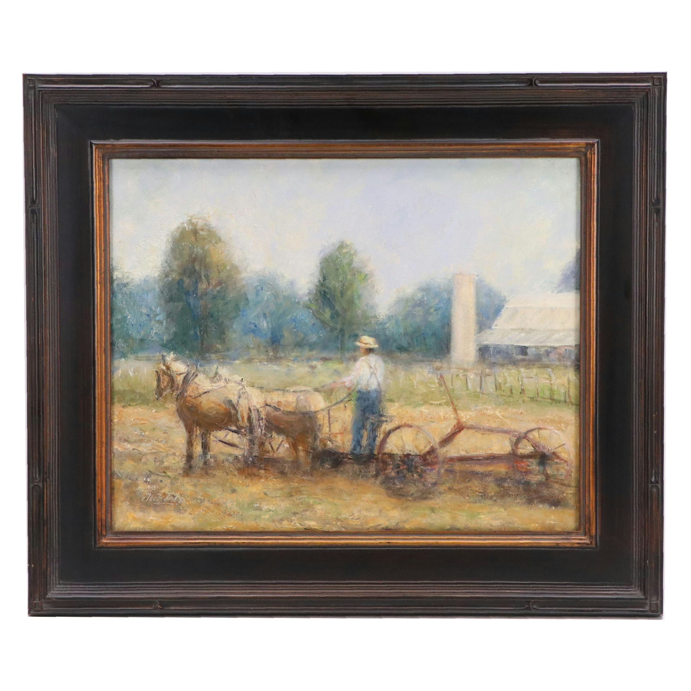 Mark Daly Impressionistic Oil Painting "Harvest Time," 21st Century