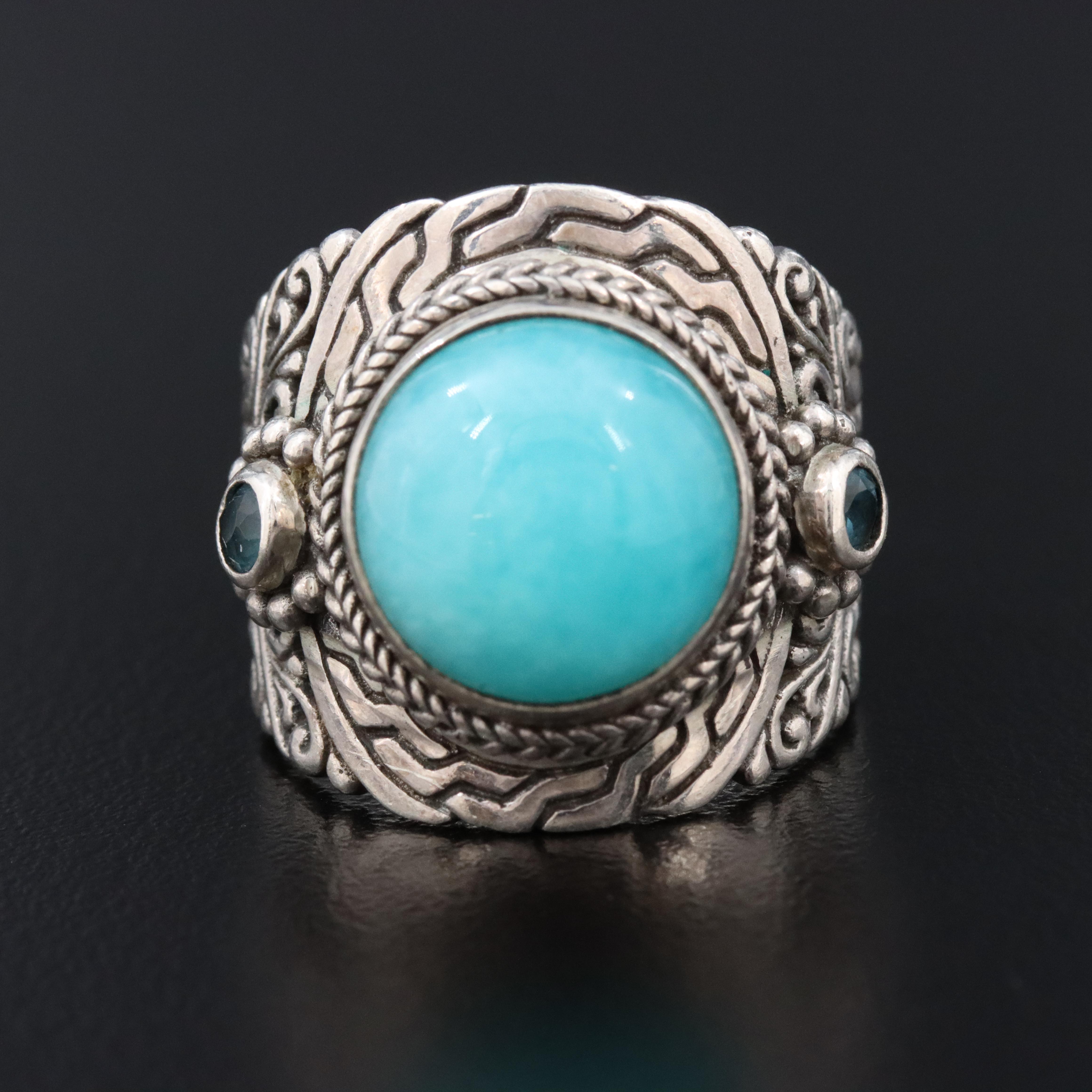Sarda Sterling Turquoise and Topaz Ring