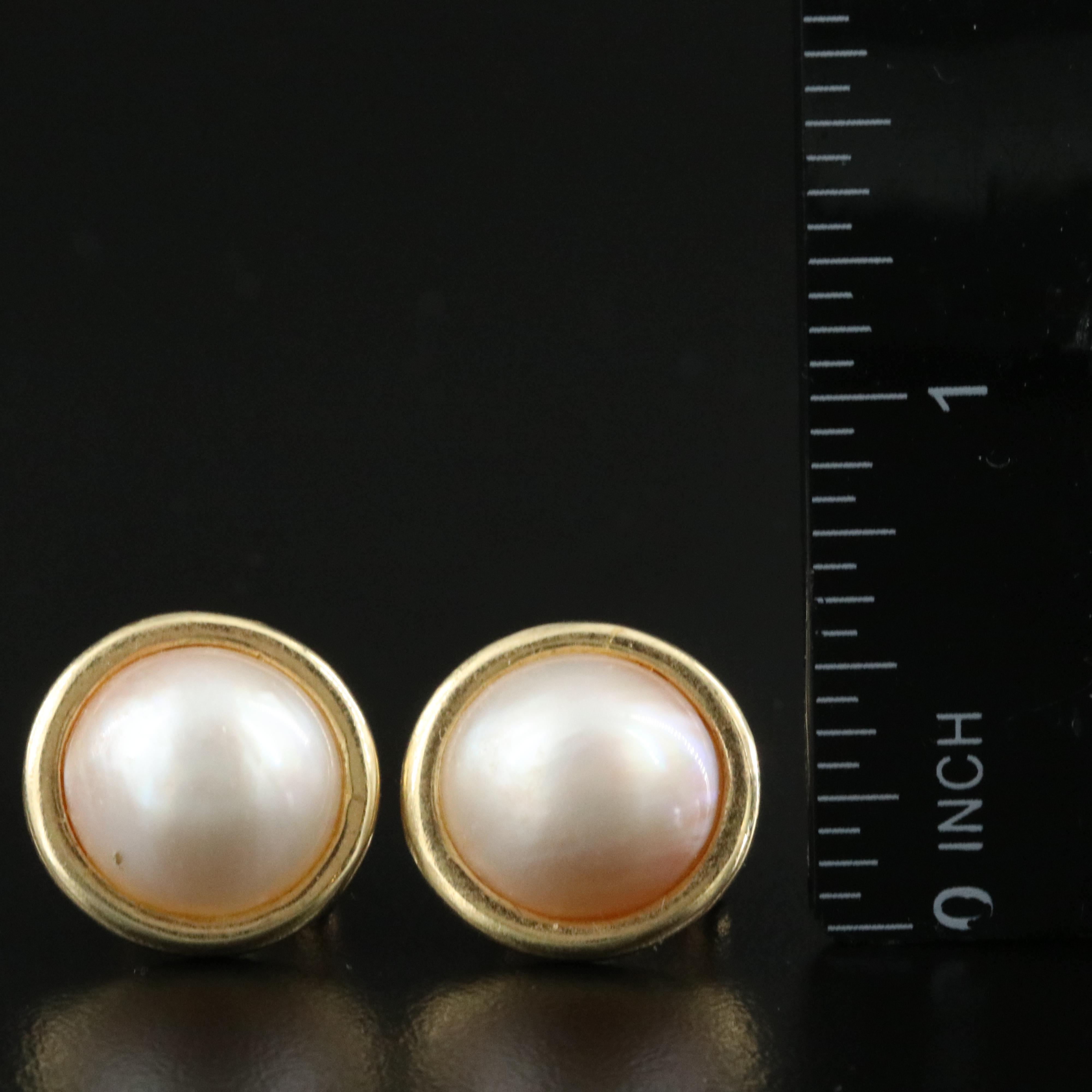 14K Pearl Button Earrings and Bracelet