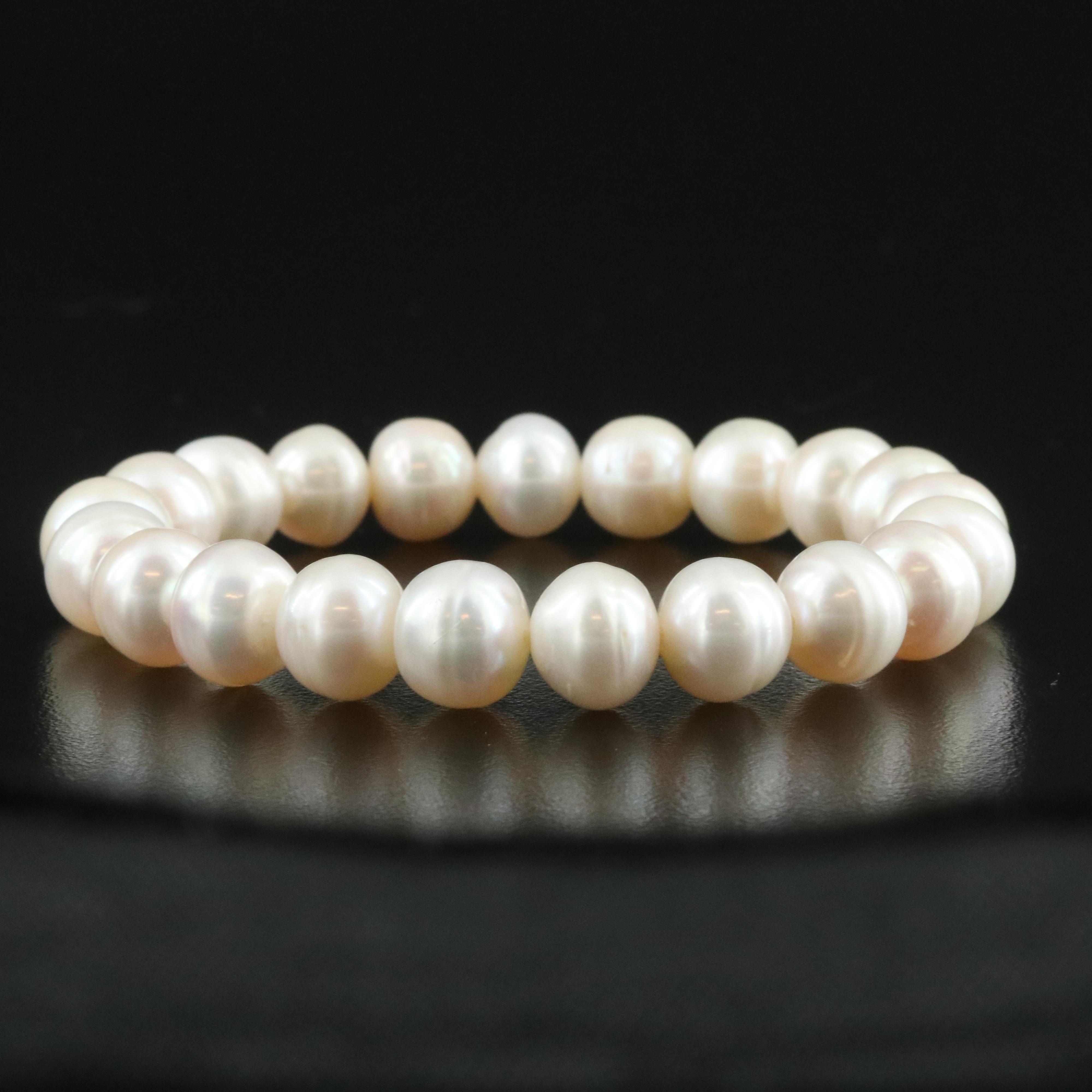 14K Pearl Button Earrings and Bracelet