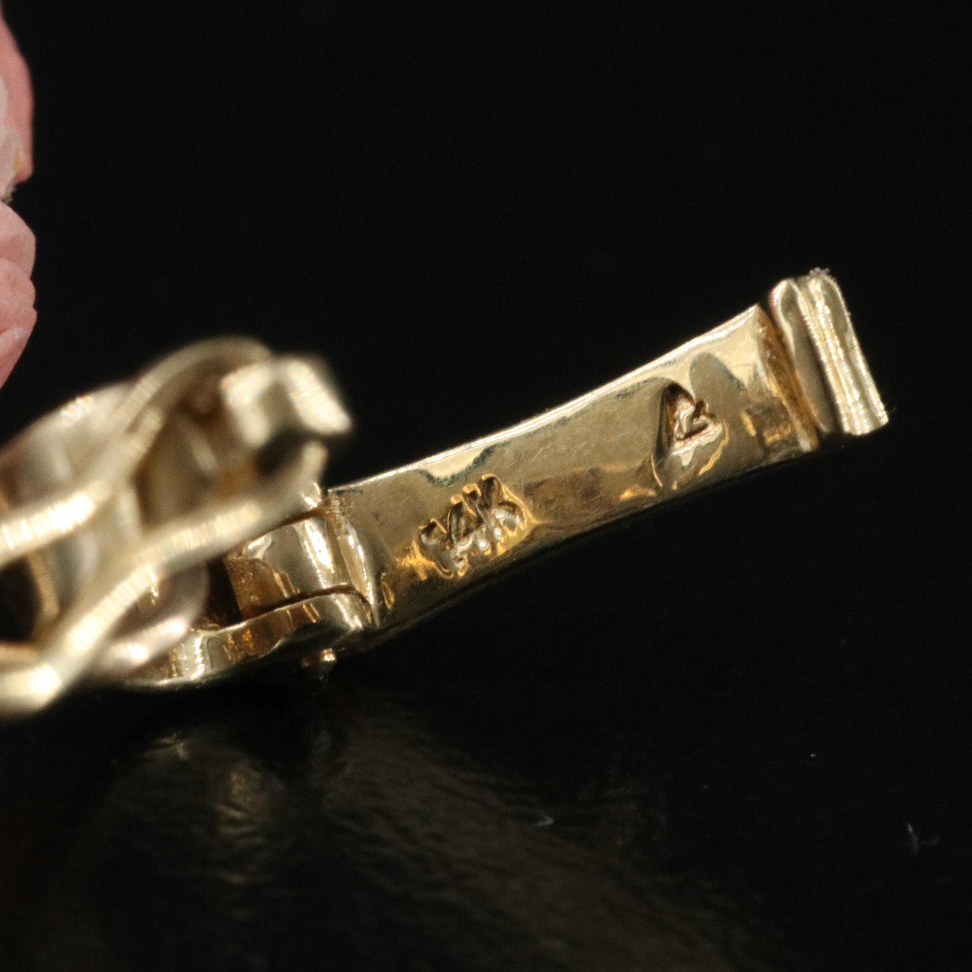 14K Rose Quartz Enhancer Pendant with Foliate Detail