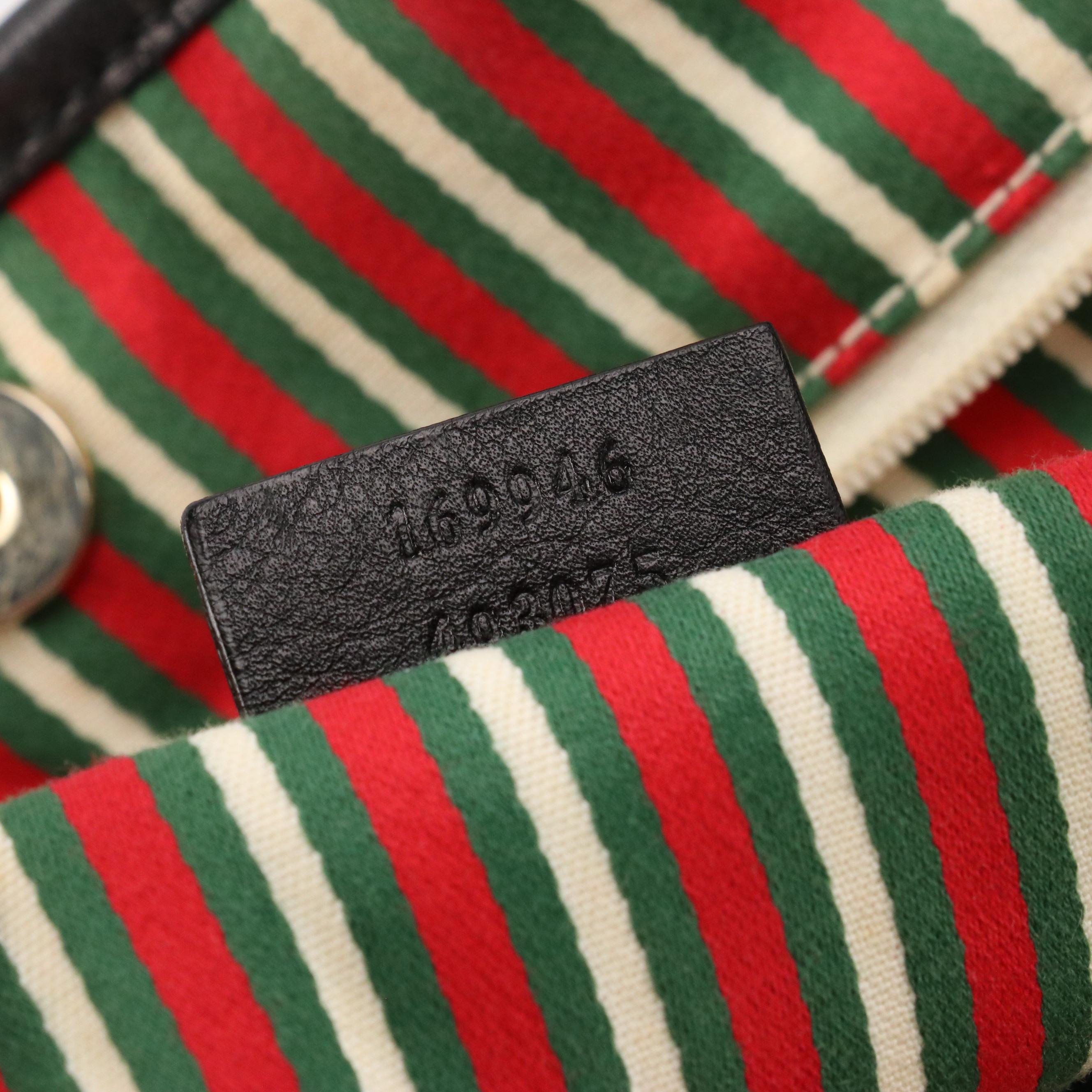 Gucci Black GG Jacquard Canvas and Leather New Brit Medium Tote