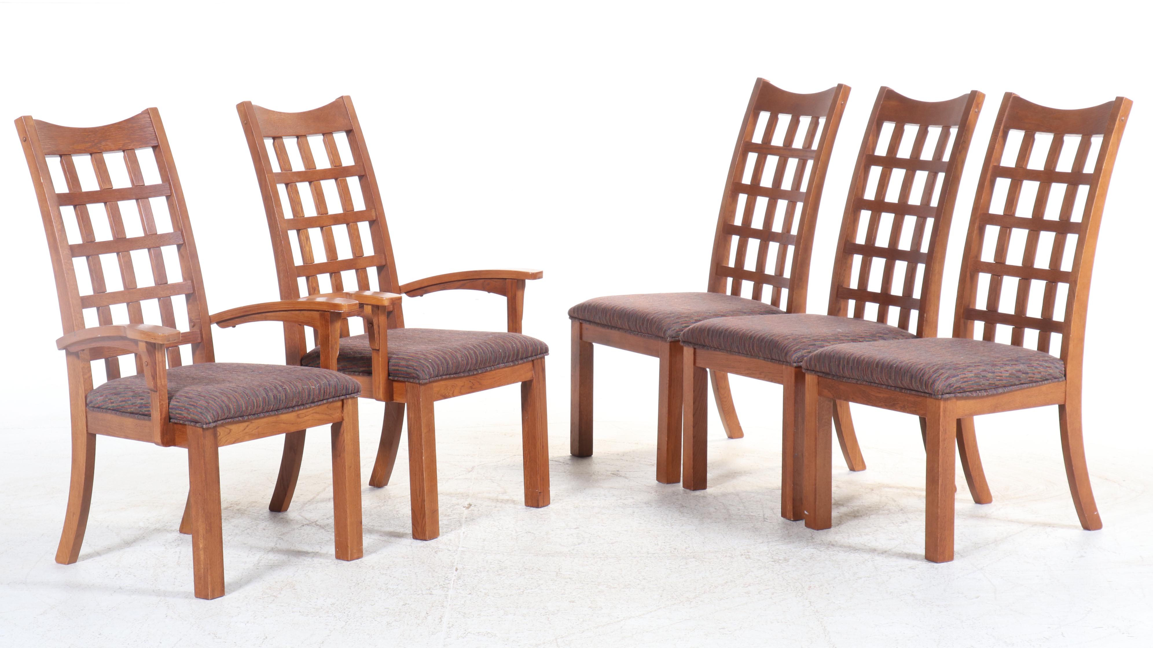 Universal Furniture Ltd. Arts & Crafts Style Oak Dining Set with Lazy Susan