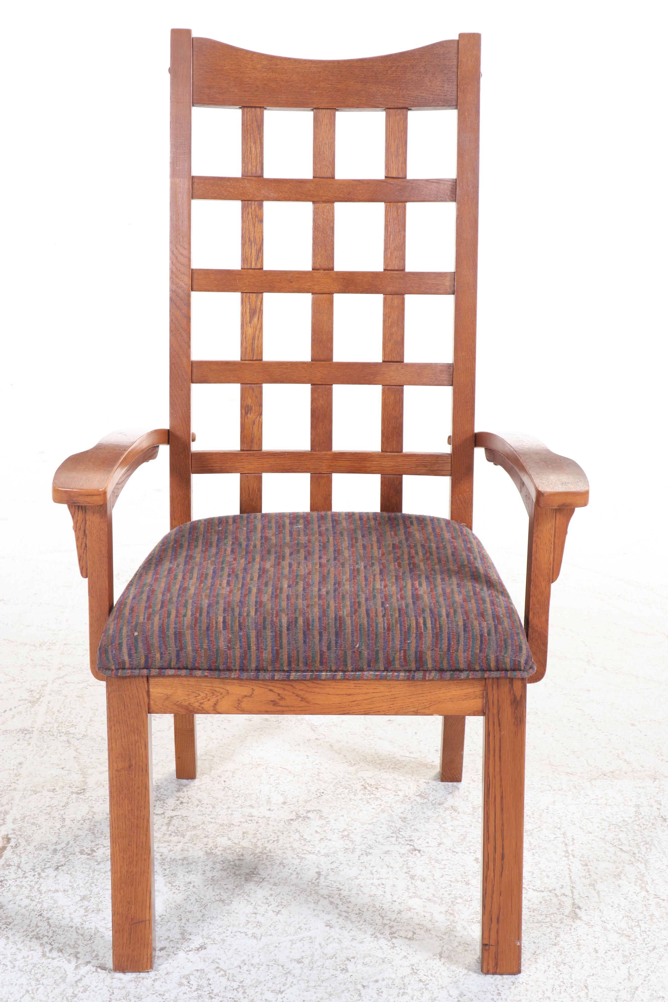 Universal Furniture Ltd. Arts & Crafts Style Oak Dining Set with Lazy Susan