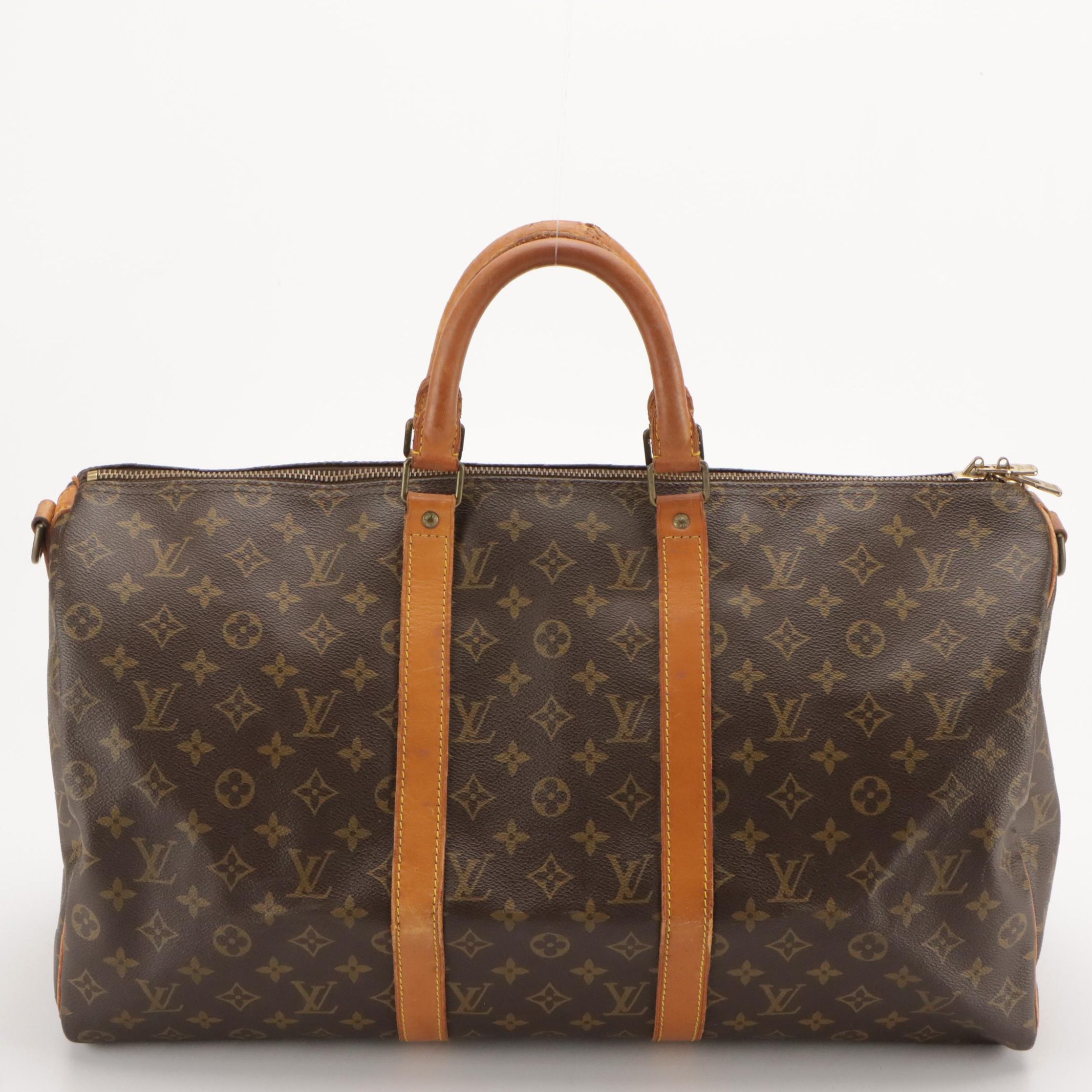Louis Vuitton Keepall 50 Travel Duffel in Monogram Canvas and Vachetta Leather