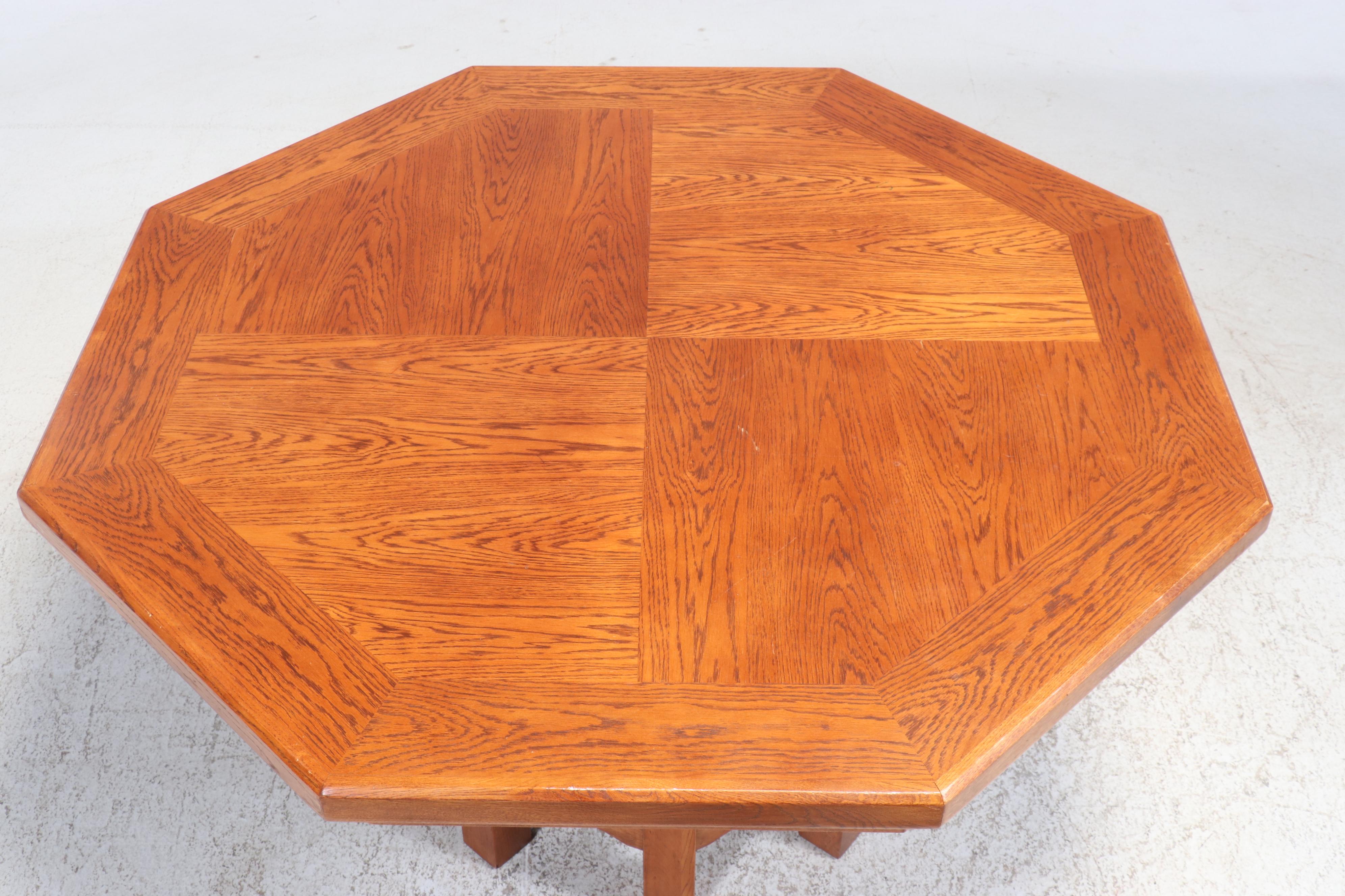 Universal Furniture Ltd. Arts & Crafts Style Oak Dining Set with Lazy Susan